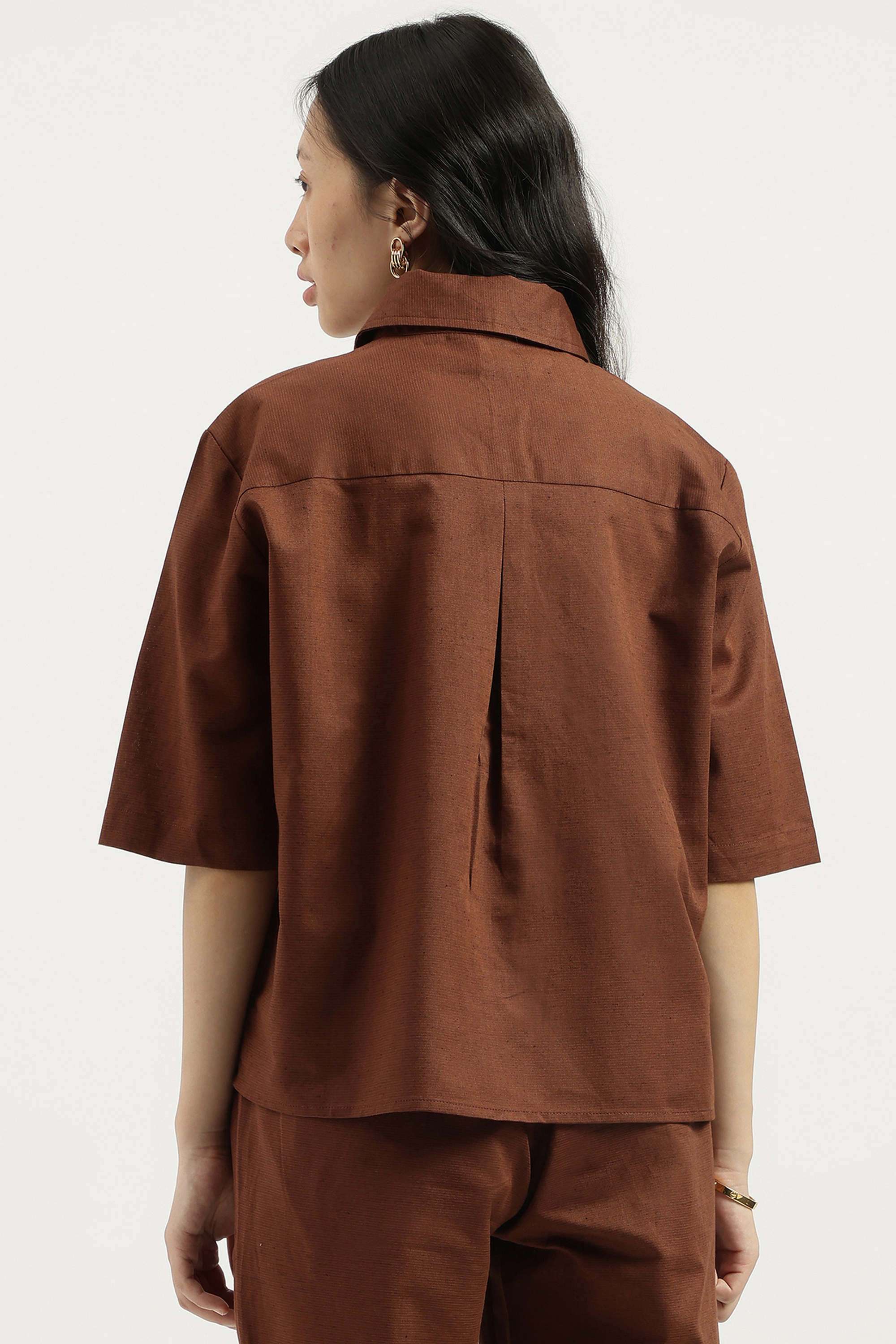 Solid-Blended-Fabric-Regular-Fit-Women-s-Shirt