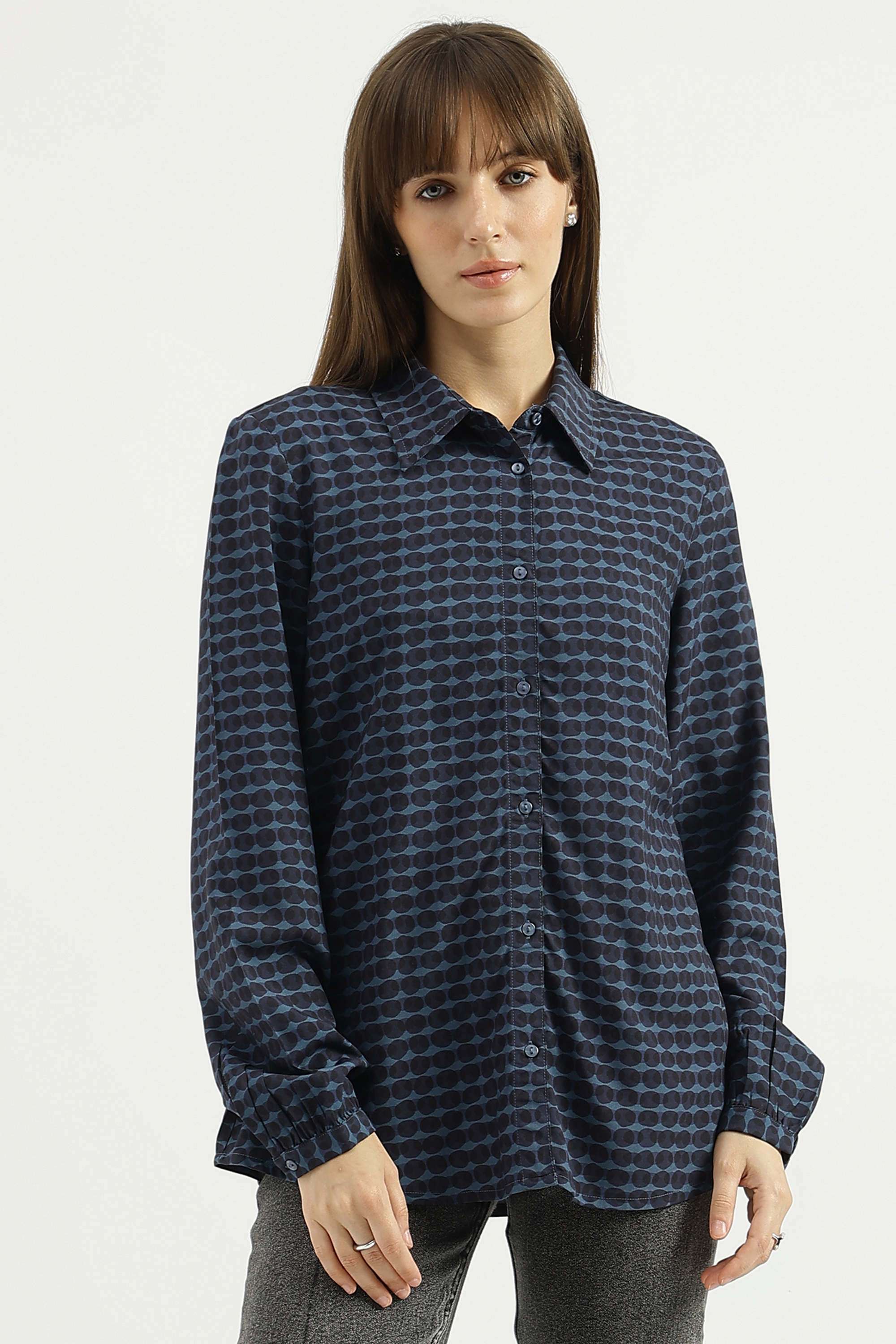 Solid-Blended-Fabric-Regular-Fit-Women-s-Shirt