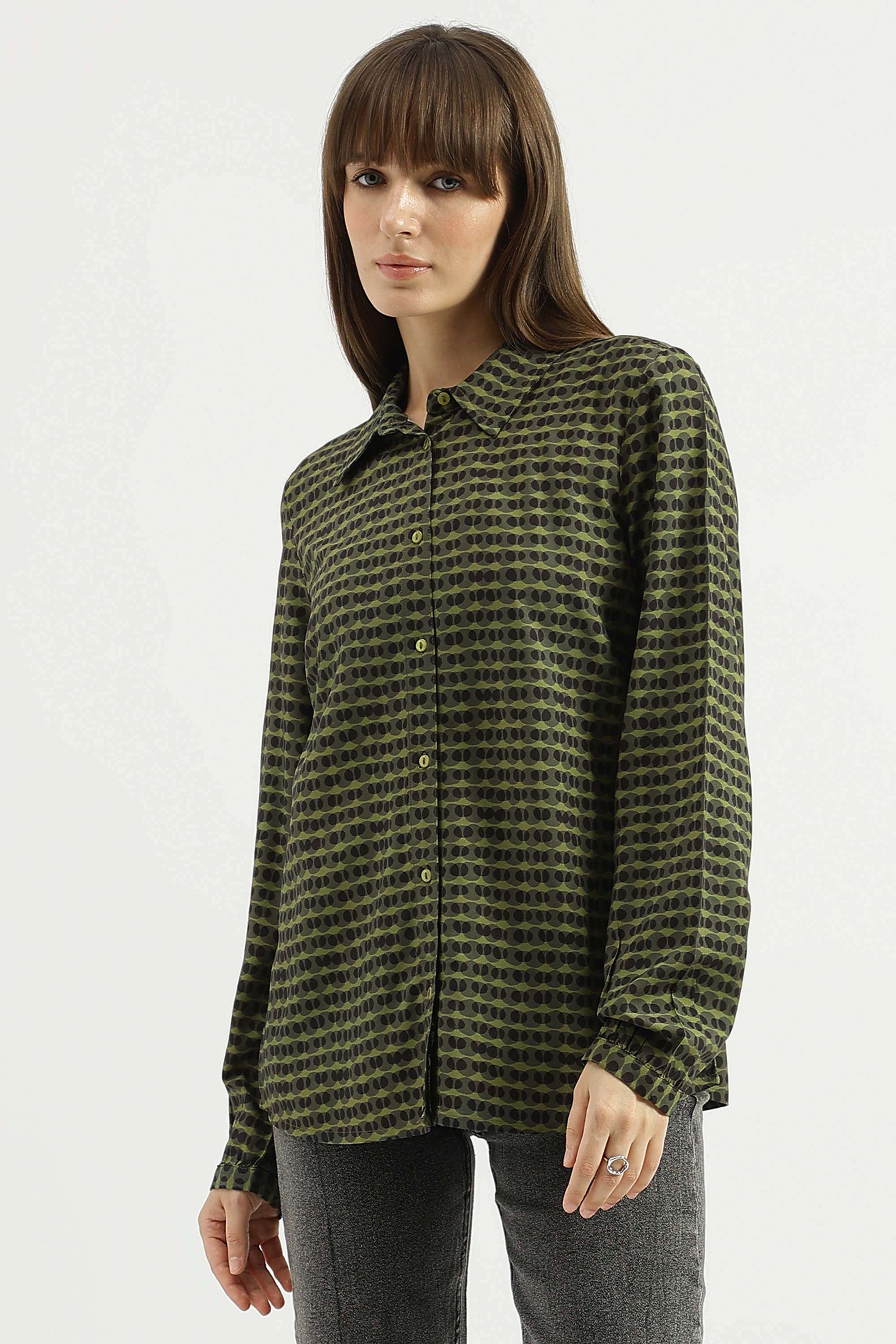 Solid-Blended-Fabric-Regular-Fit-Women-s-Shirt