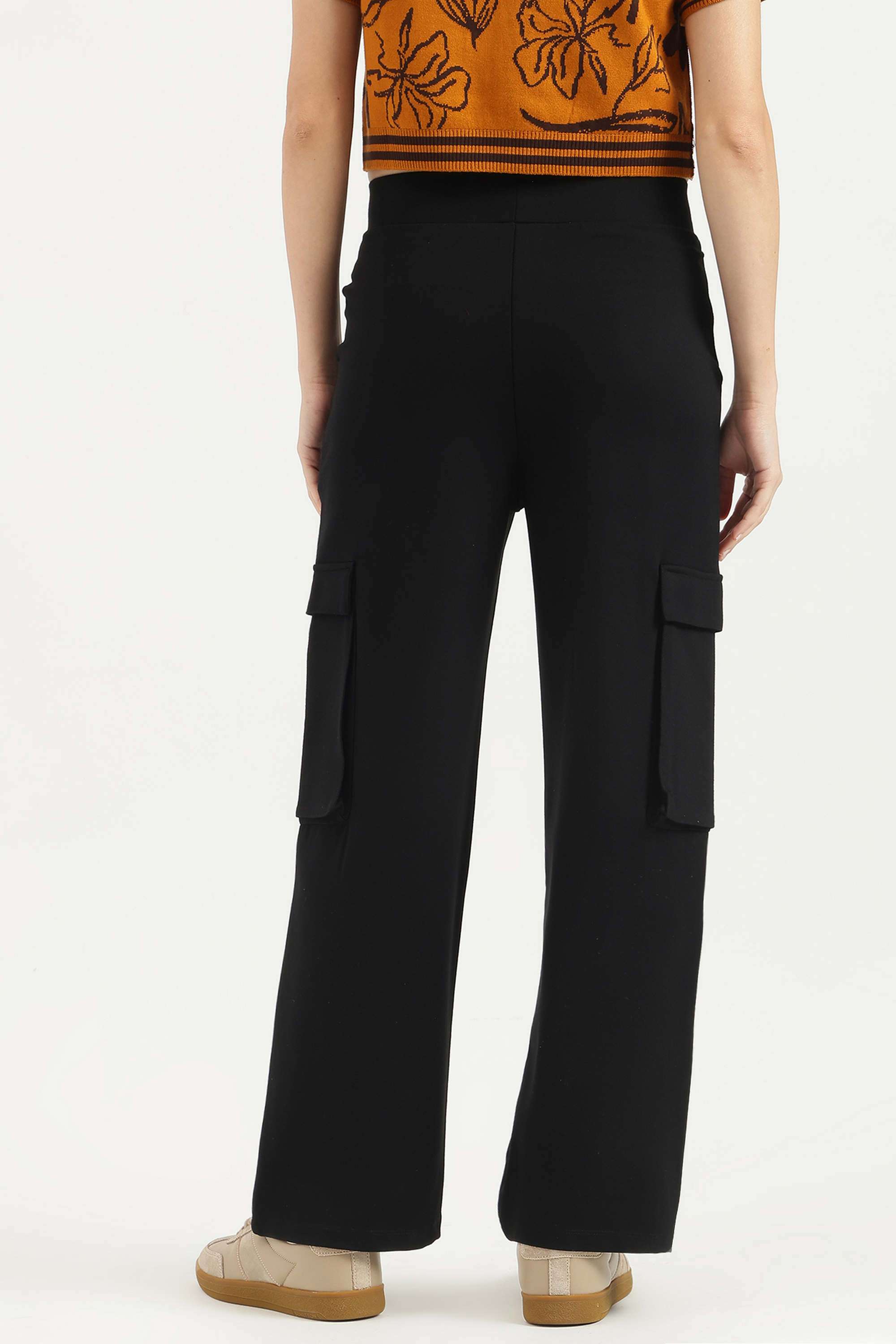 Solid-Blended-Fabric-Regular-Fit-Women-s-Pants
