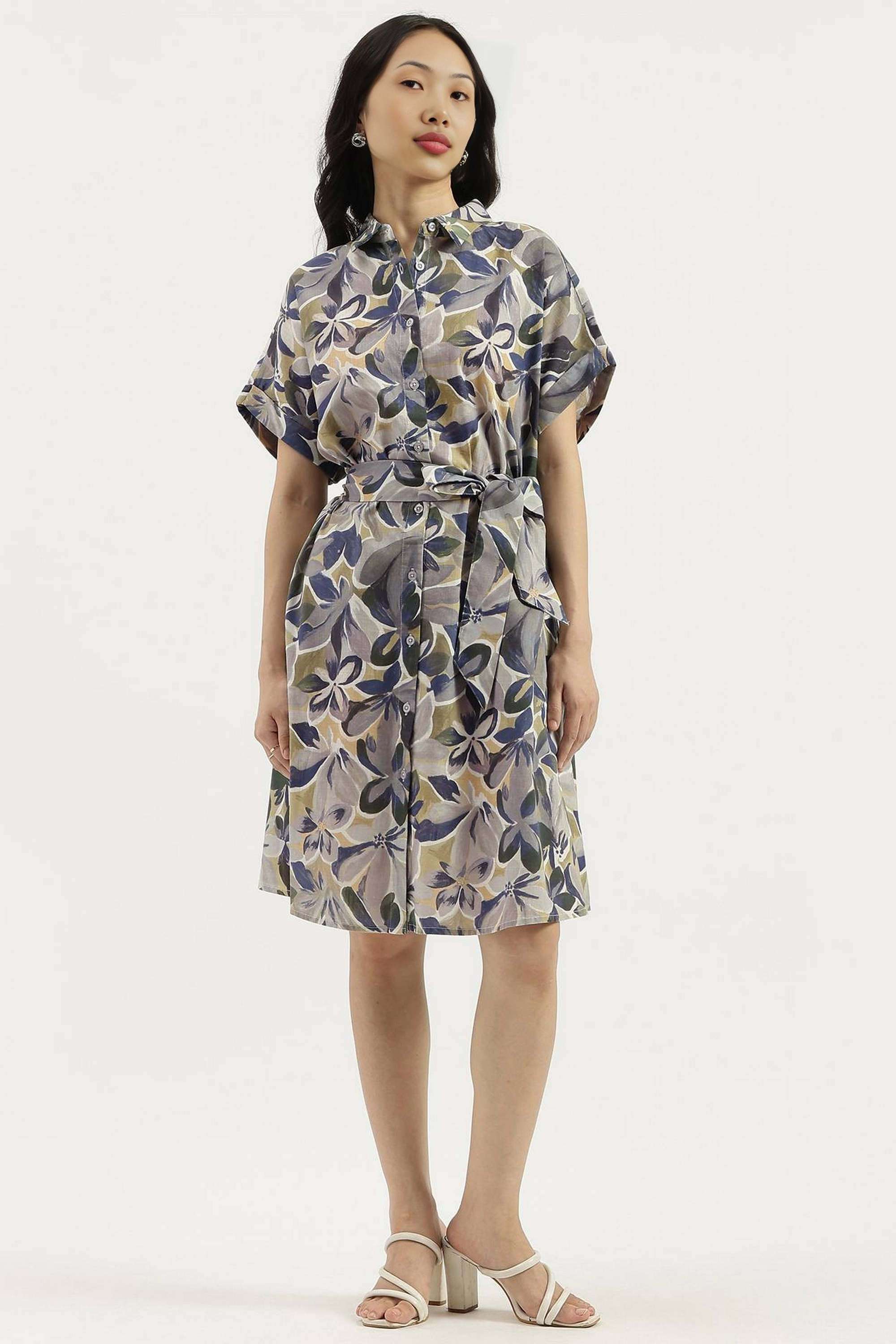 Solid-Blended-Fabric-Regular-Fit-Women-s-Casual-Dress