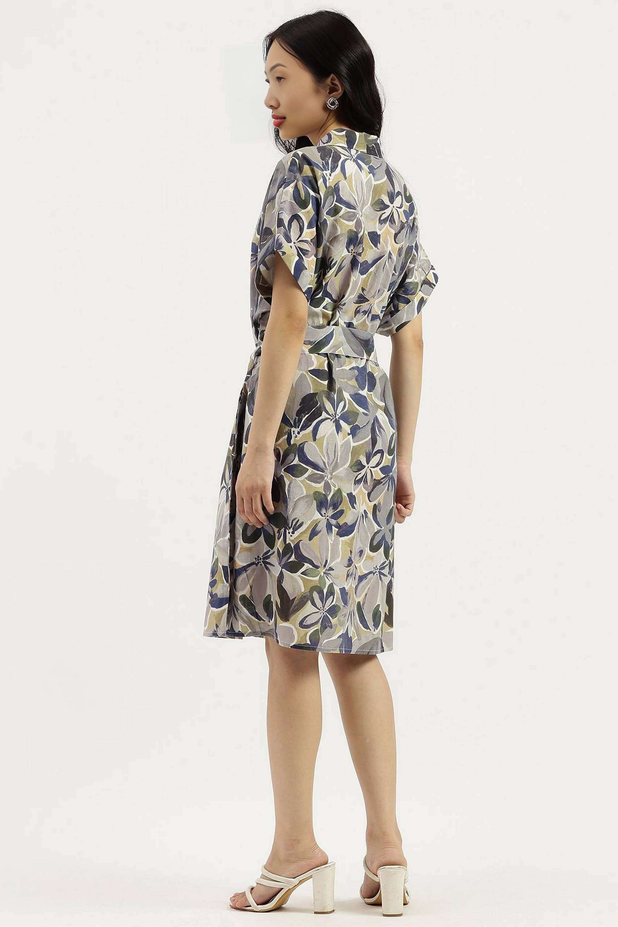 Solid-Blended-Fabric-Regular-Fit-Women-s-Casual-Dress