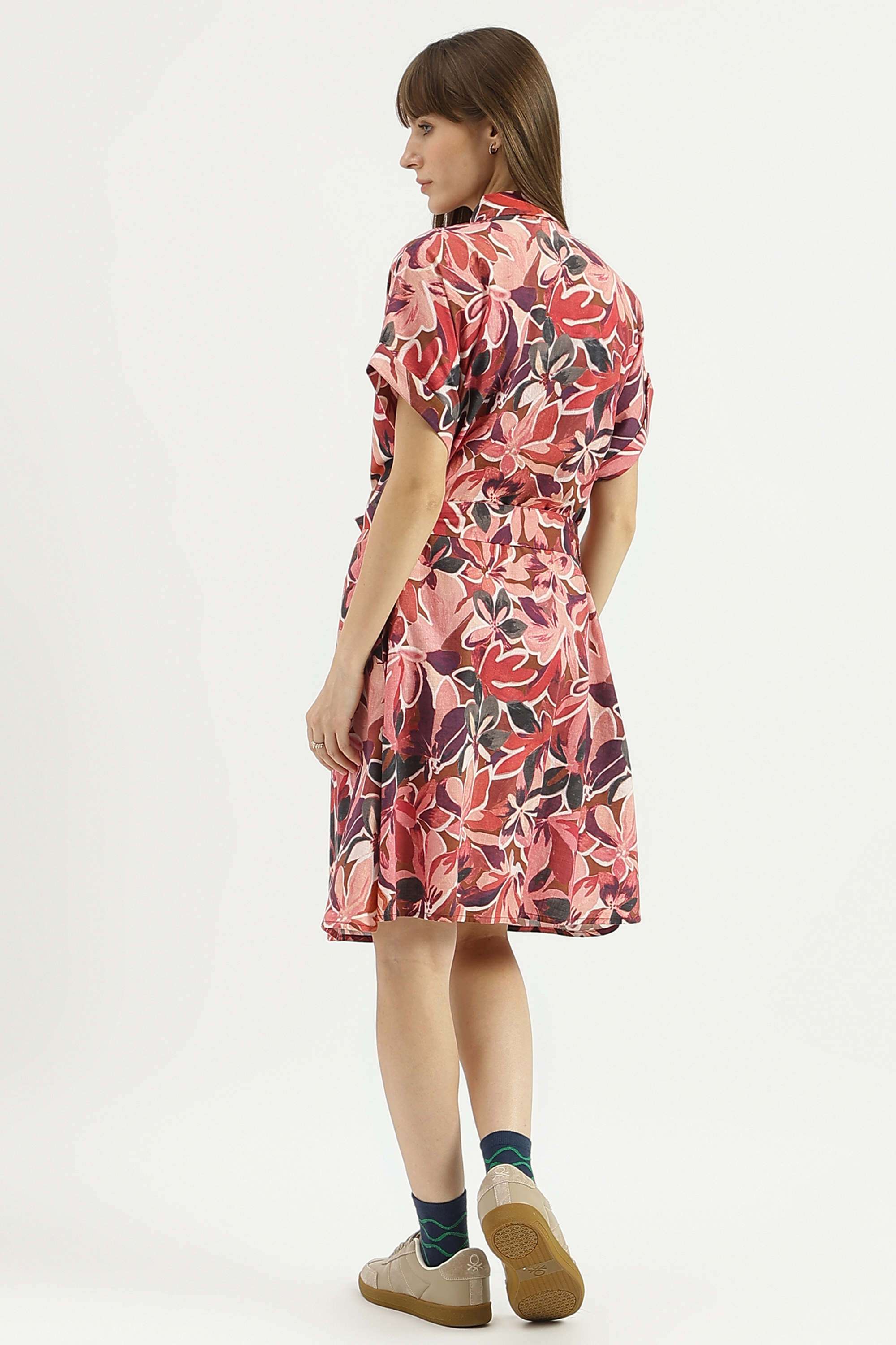 Solid-Blended-Fabric-Regular-Fit-Women-s-Casual-Dress