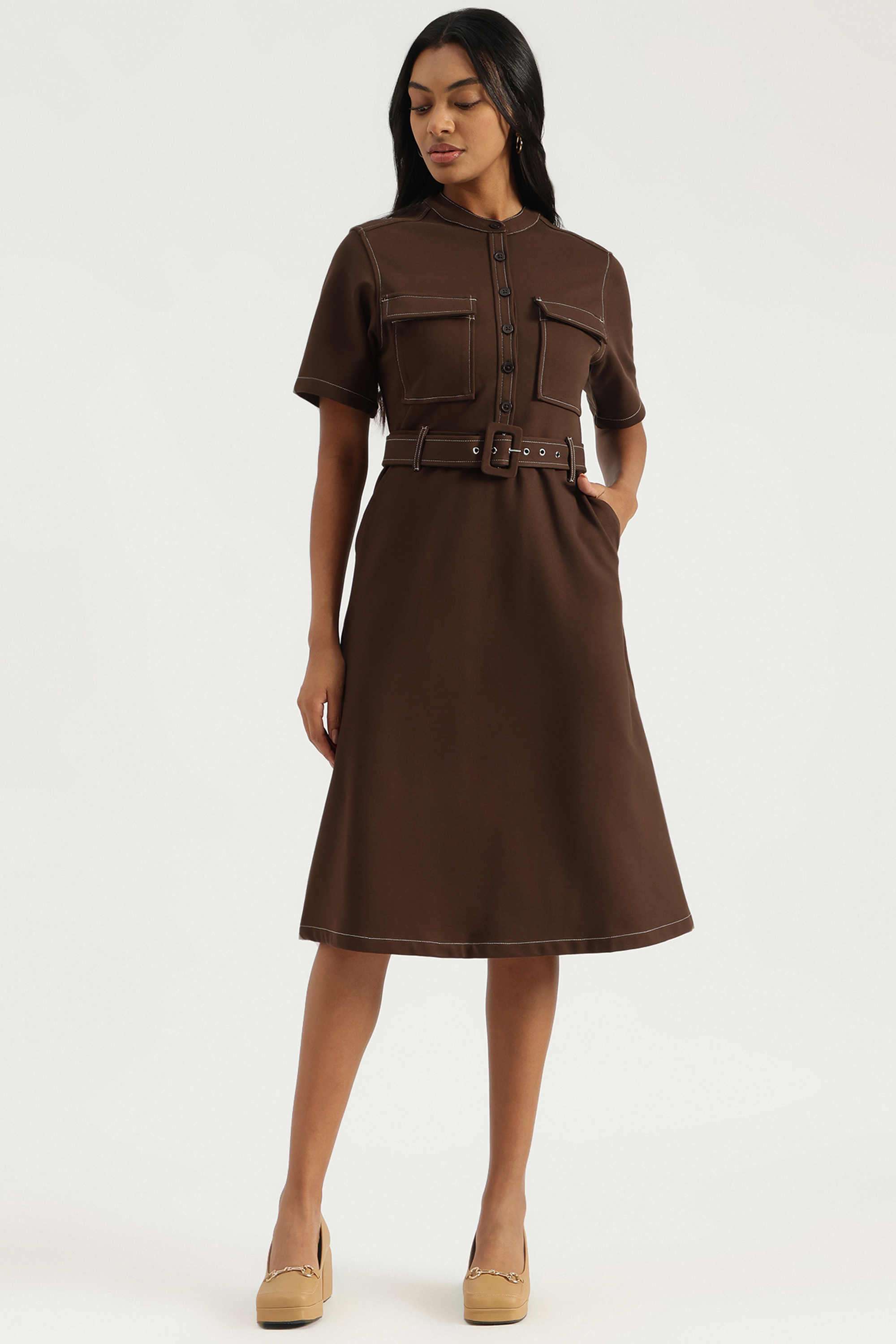 Blended-Fabric-Women-s-Dress