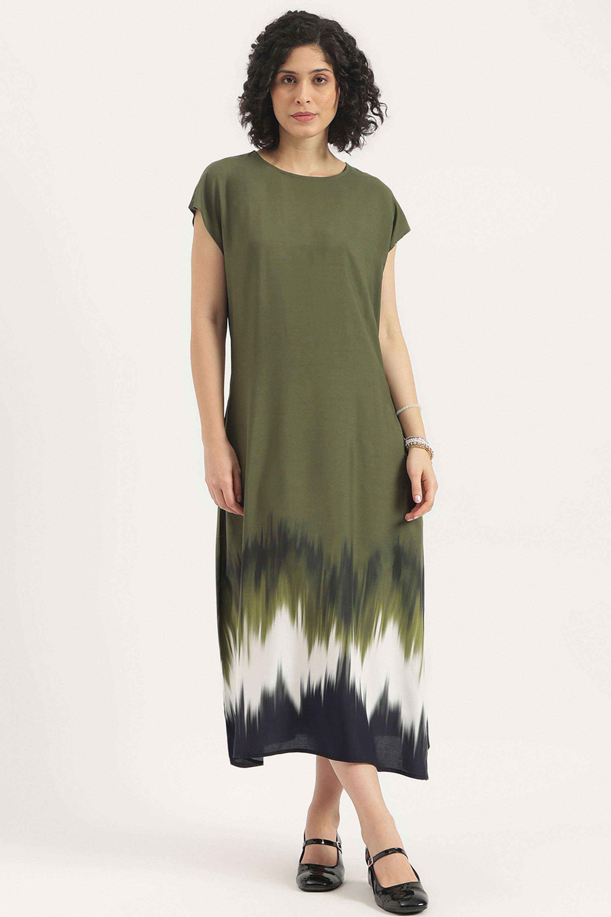 Printed-Blended-Fabric-Women-s-Dress