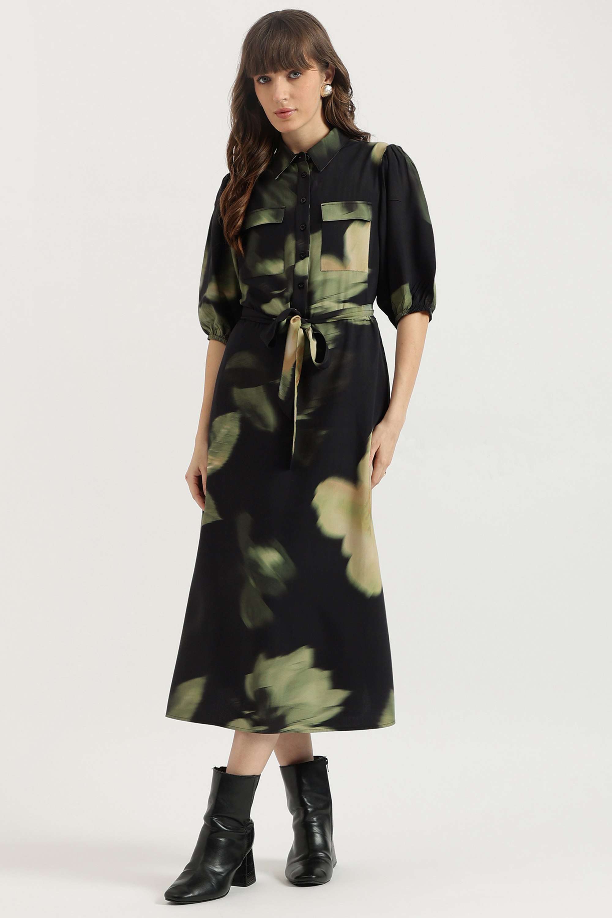 Printed-Blended-Fabric-Women-s-Dress
