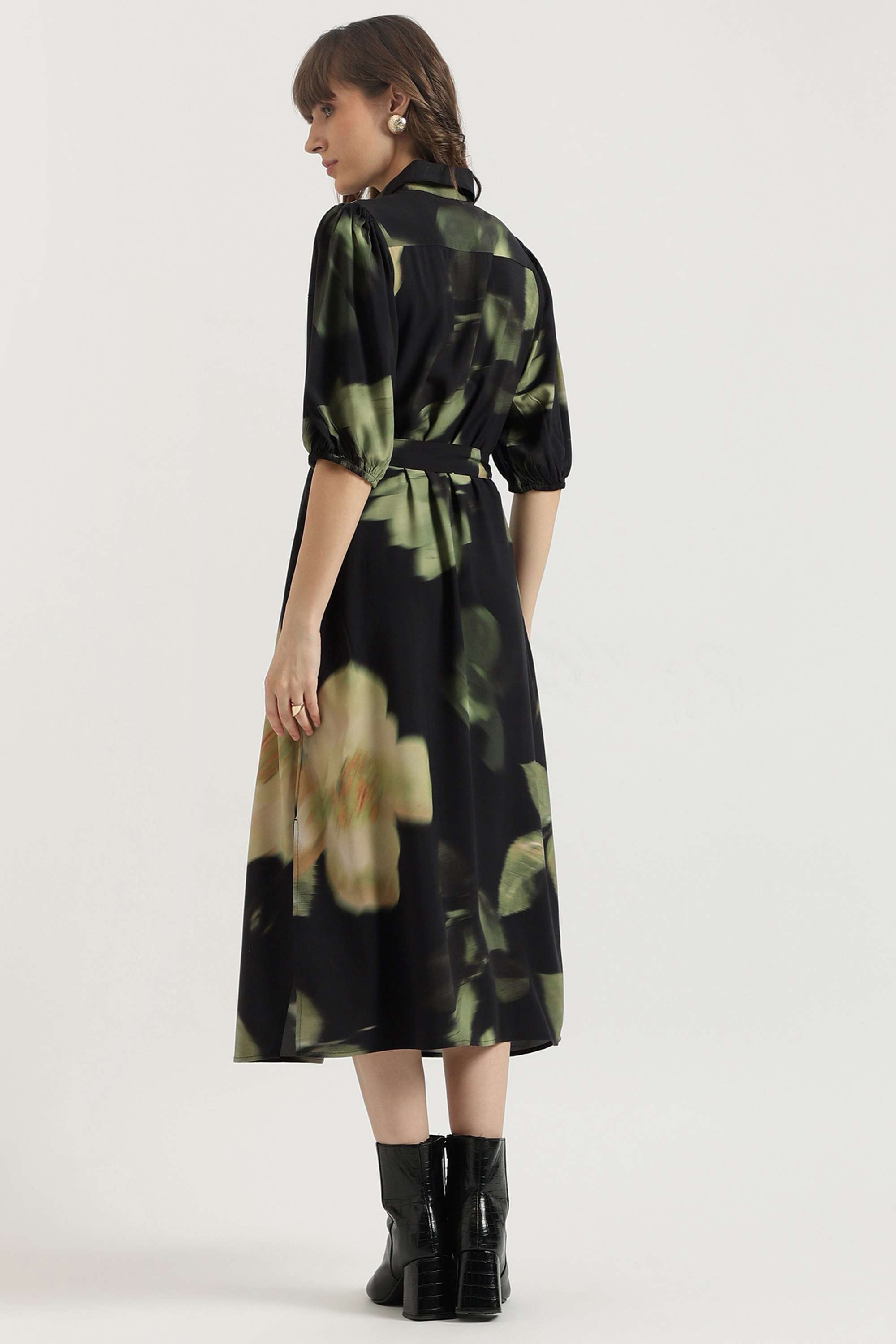 Printed-Blended-Fabric-Women-s-Dress