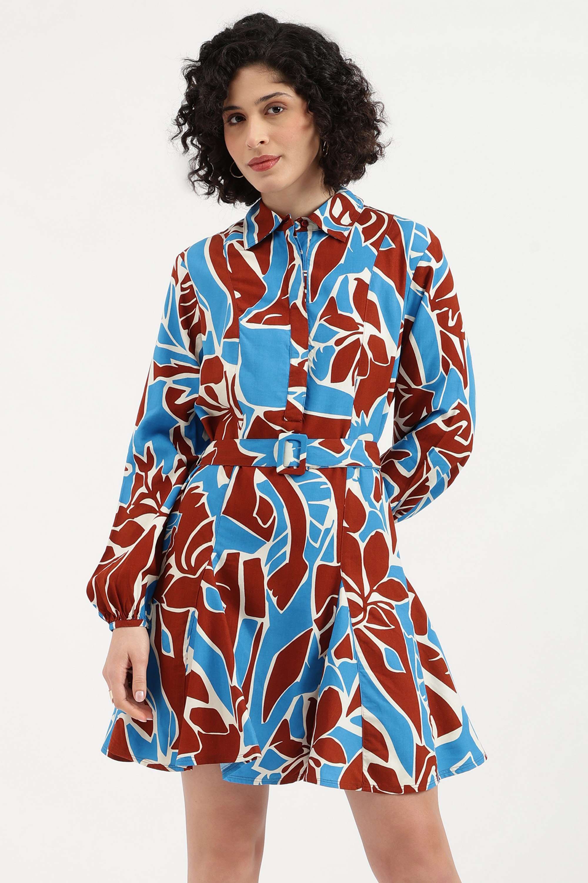 Printed-Blended-Fabric-Women-s-Dress