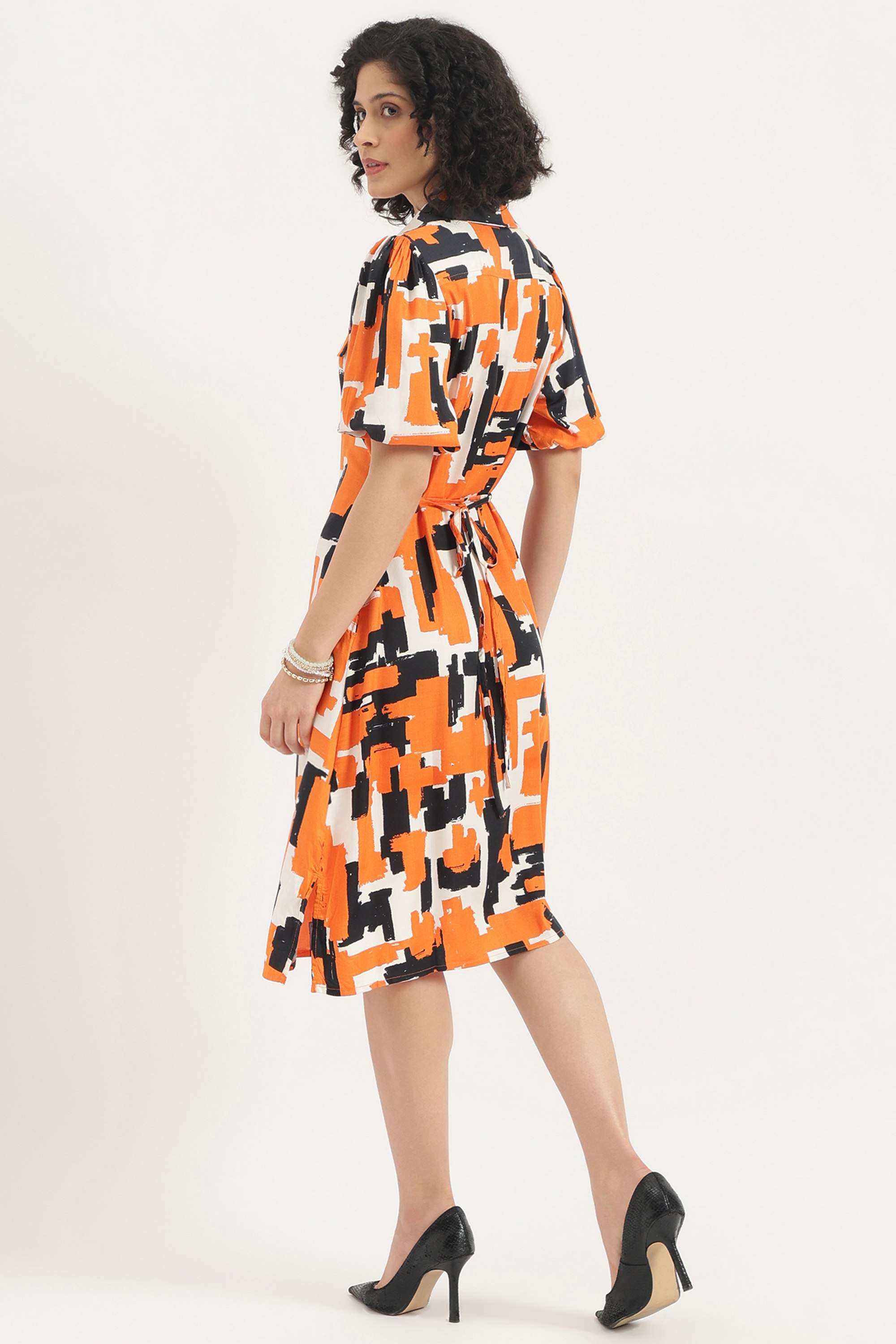 Printed-Blended-Fabric-Women-s-Dress