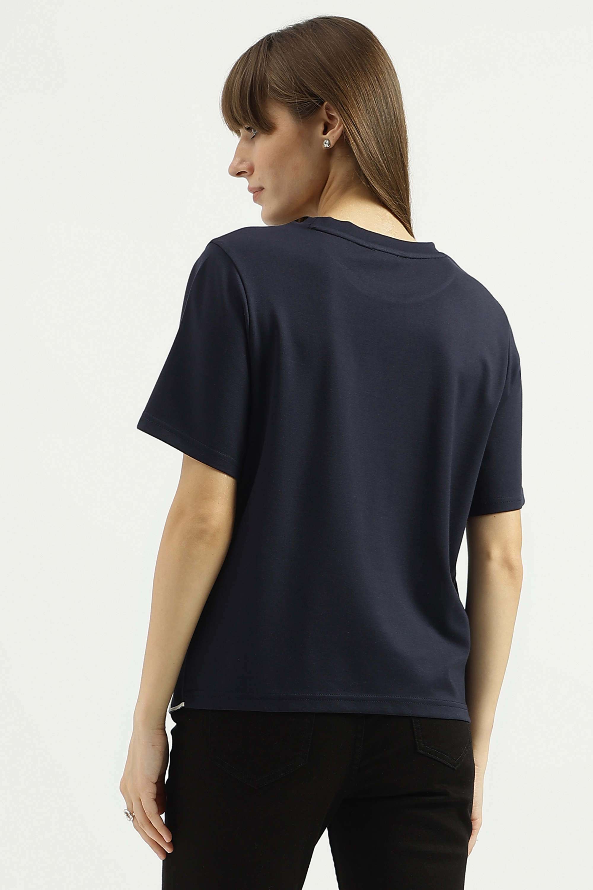 Solid-Blended-Fabric-Regular-Fit-Women-s-Top