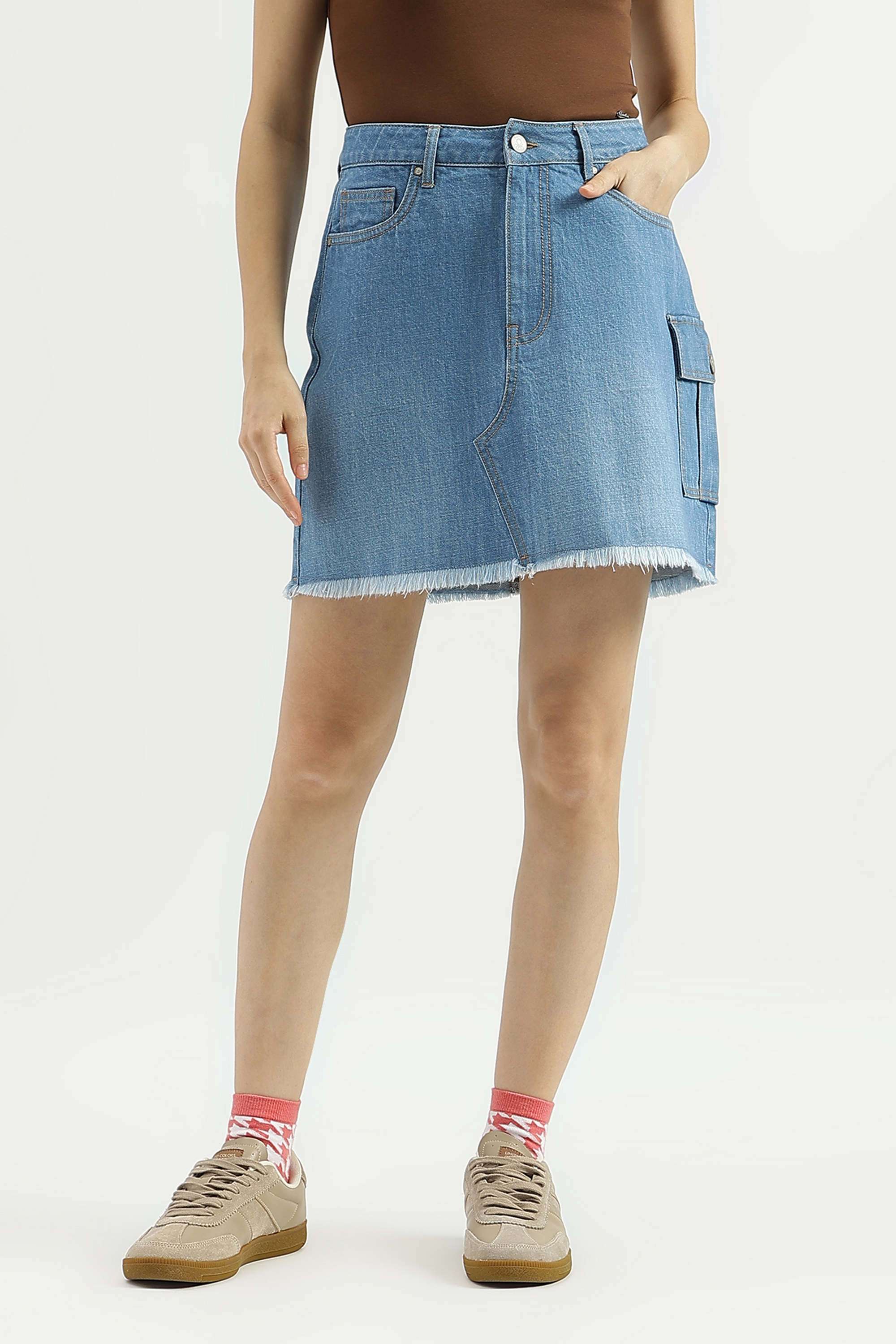 Solid-Blended-Fabric-Regular-Fit-Women-s-Skirts