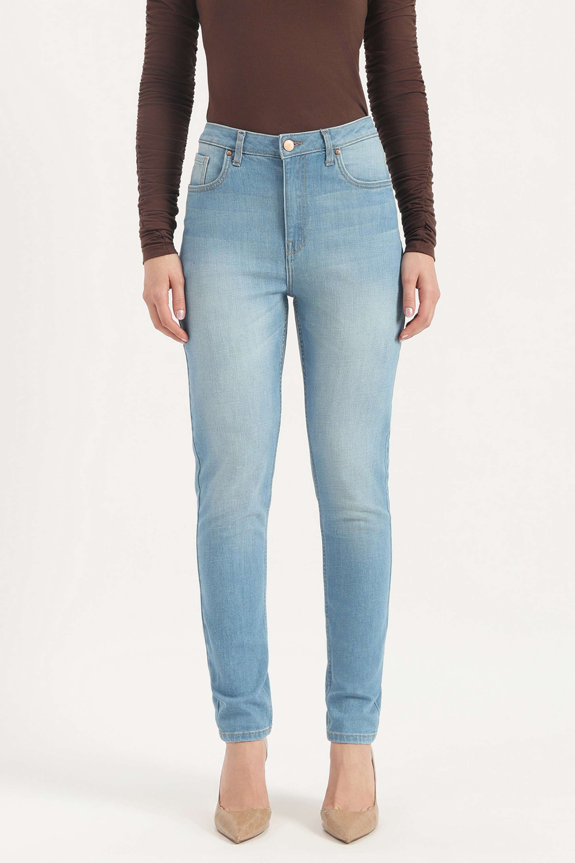 High-Rise-Blended-Fabric-Skinny-Fit-Women-s-Jeans