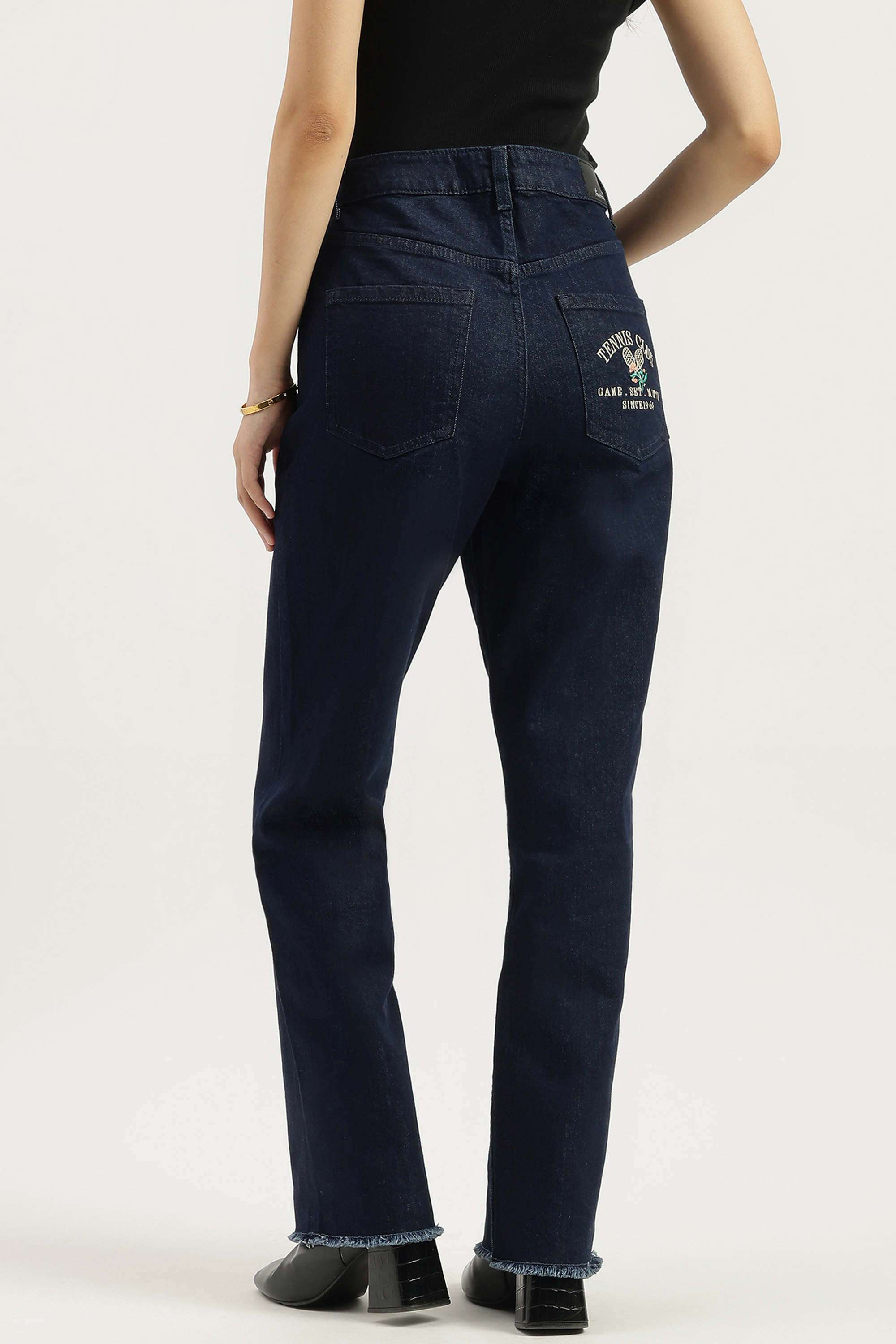 Solid-Blended-Fabric-Straight-Fit-Women-s-Jeans