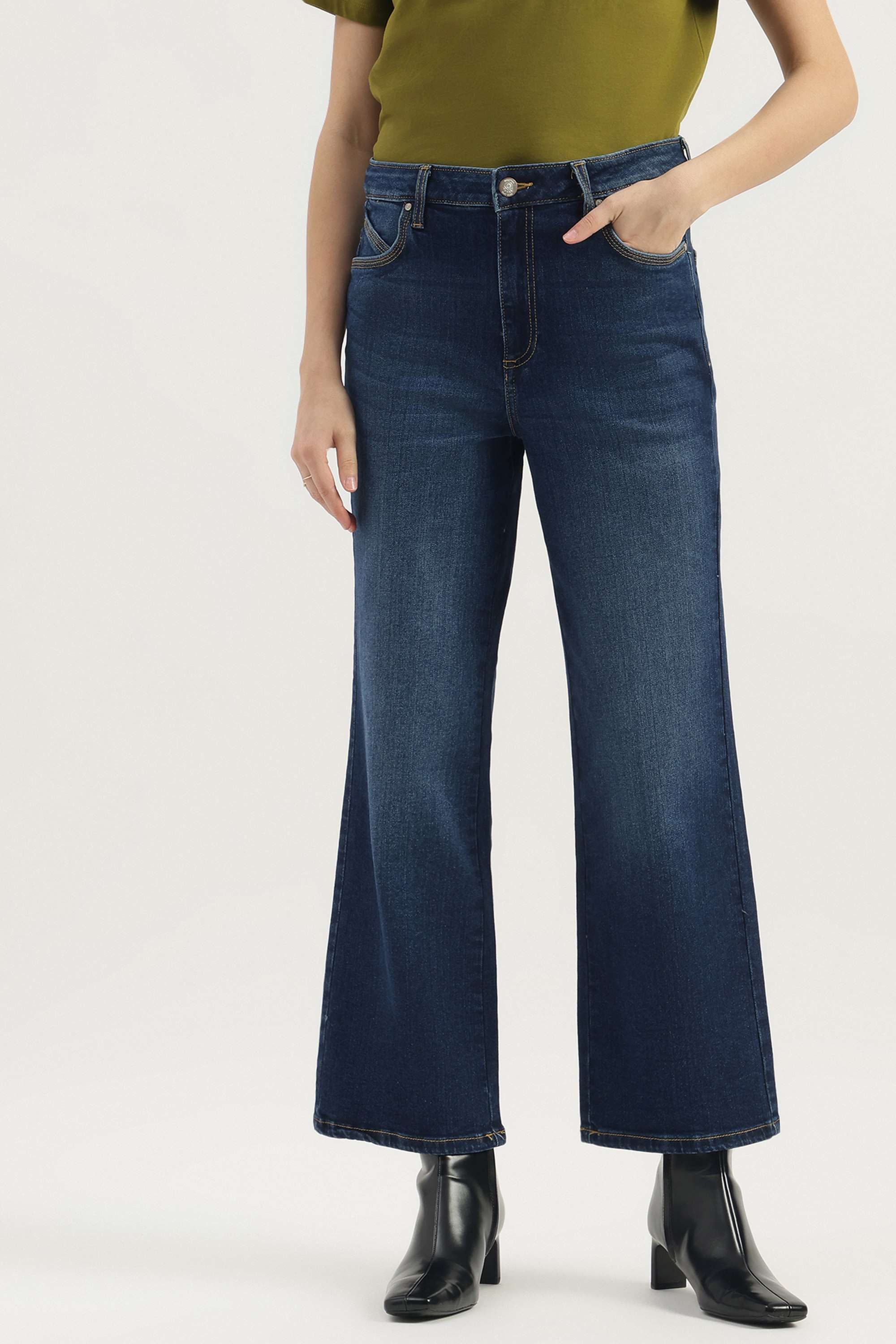 High-Rise-Blended-Fabric-Regular-Fit-Women-s-Jeans