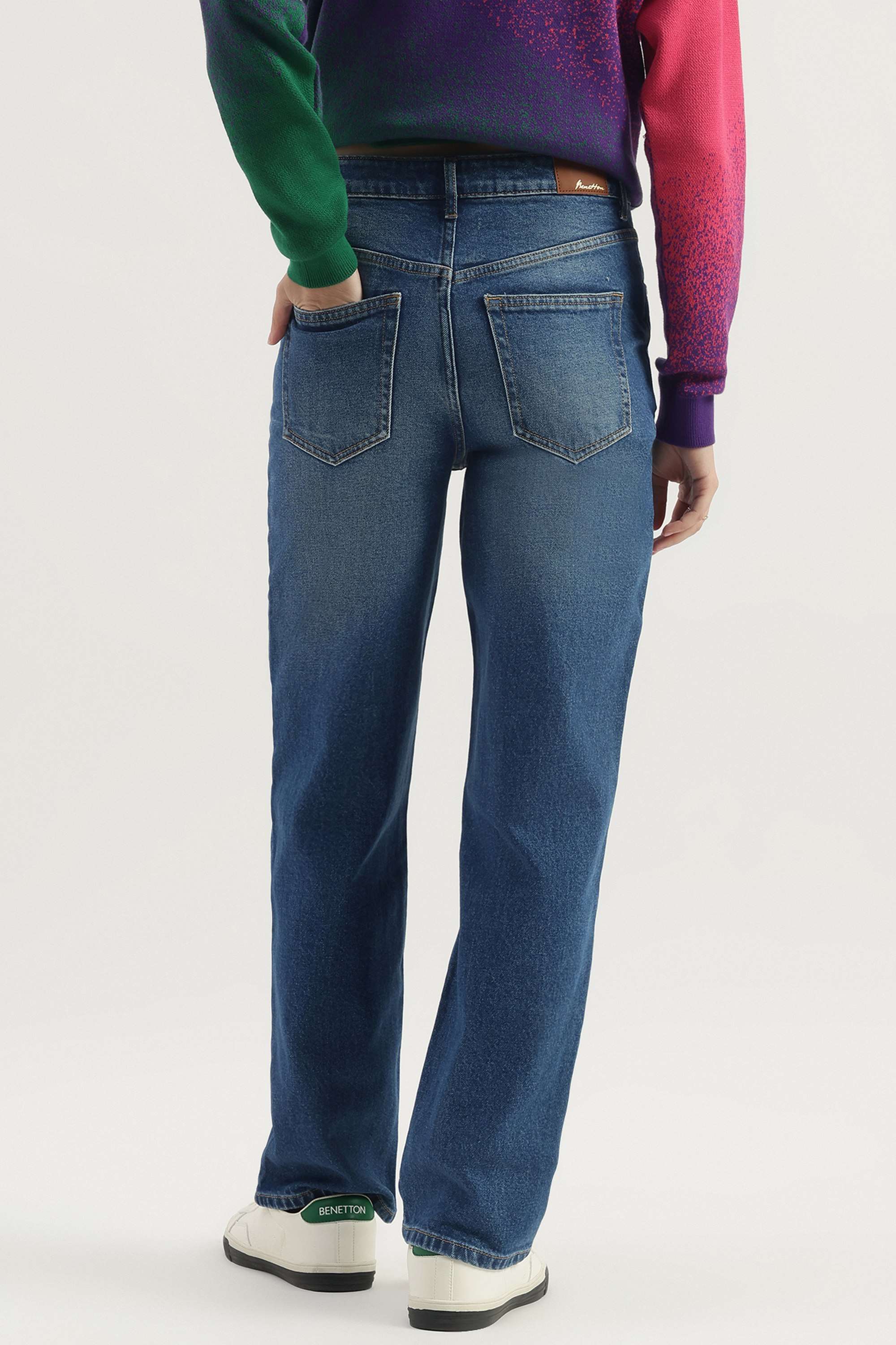 High-Rise-Blended-Fabric-Straight-Fit-Women-s-Jeans