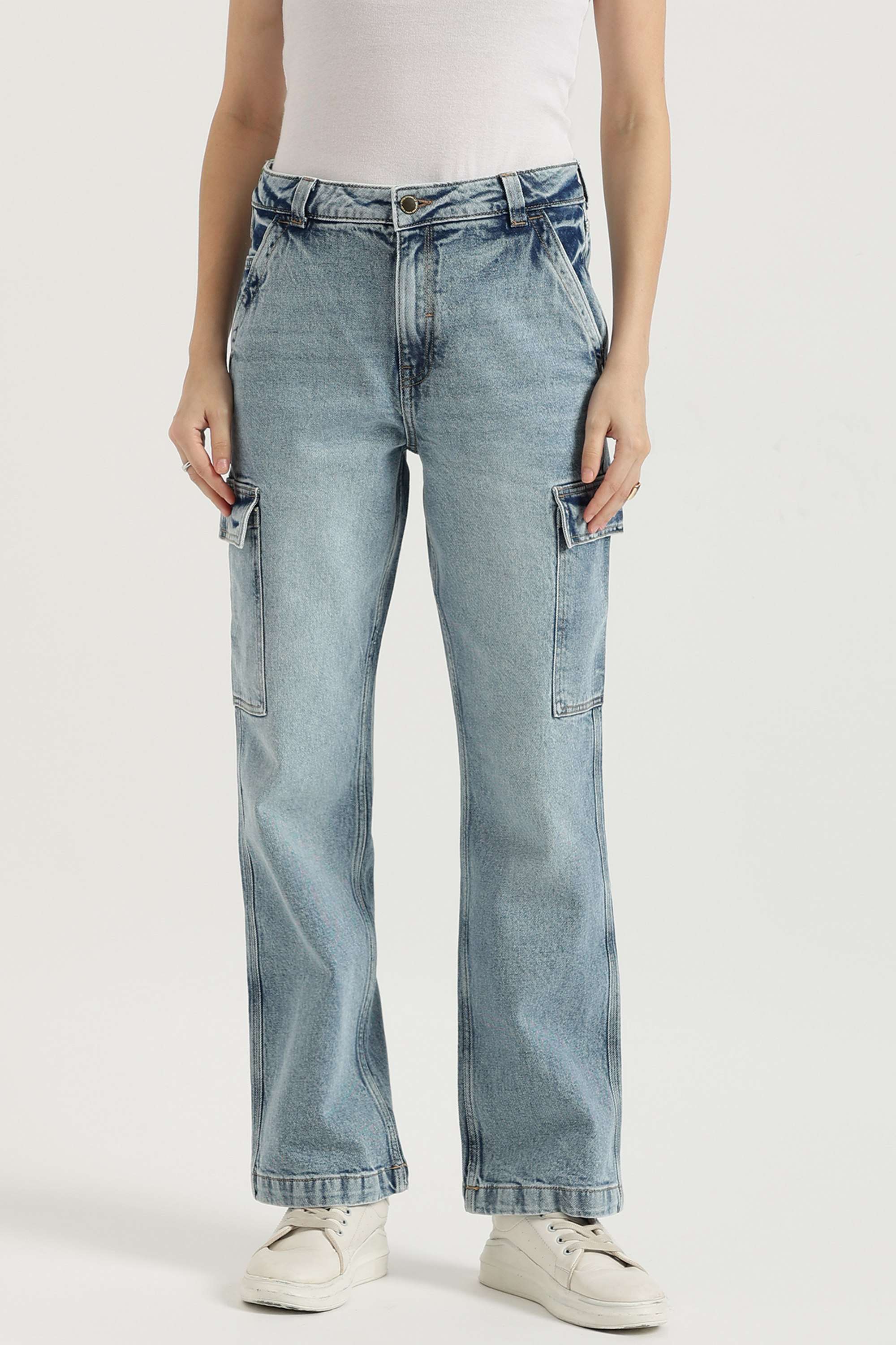 High-Rise-Blended-Fabric-Straight-Fit-Women-s-Jeans