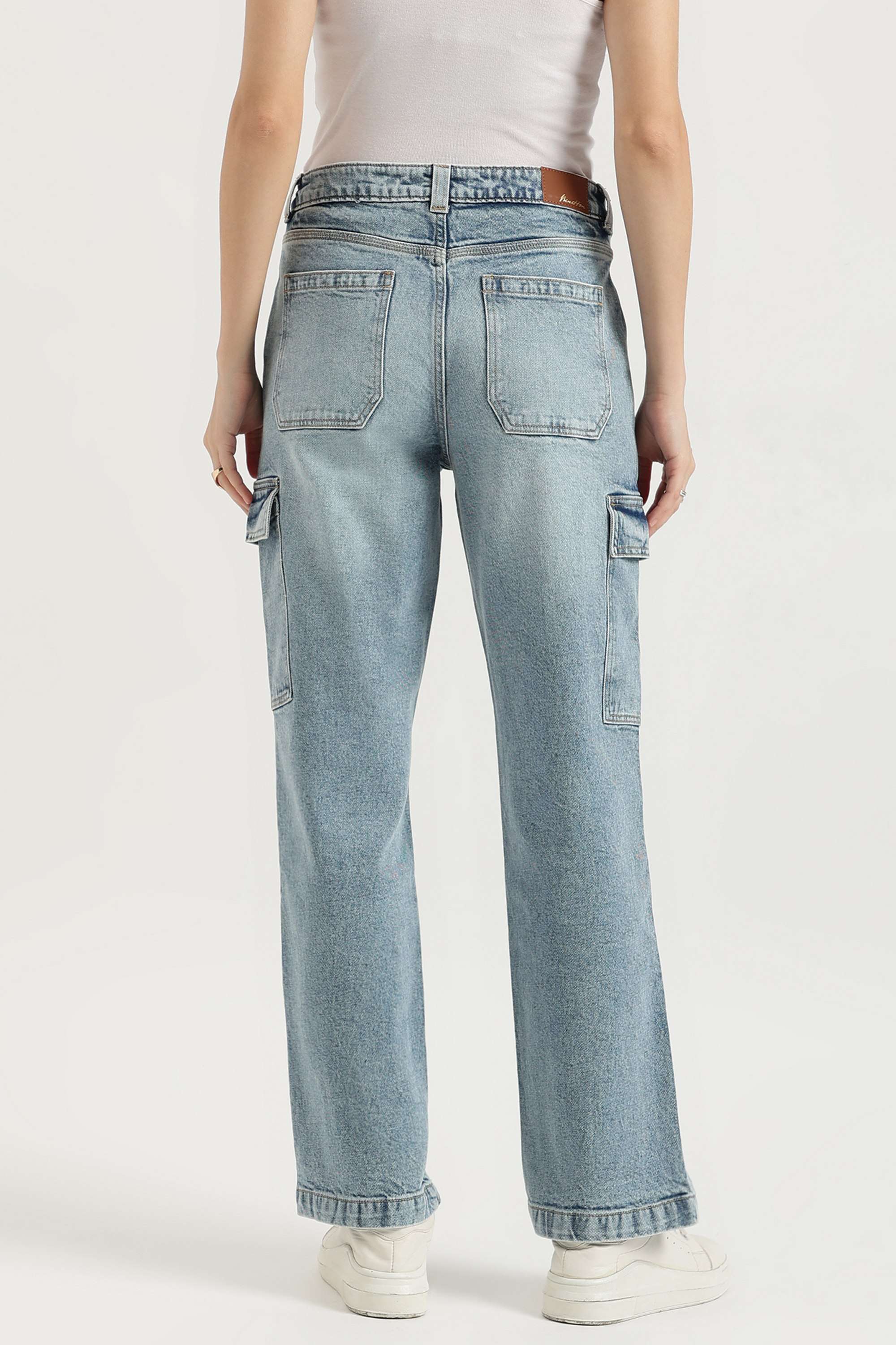 High-Rise-Blended-Fabric-Straight-Fit-Women-s-Jeans