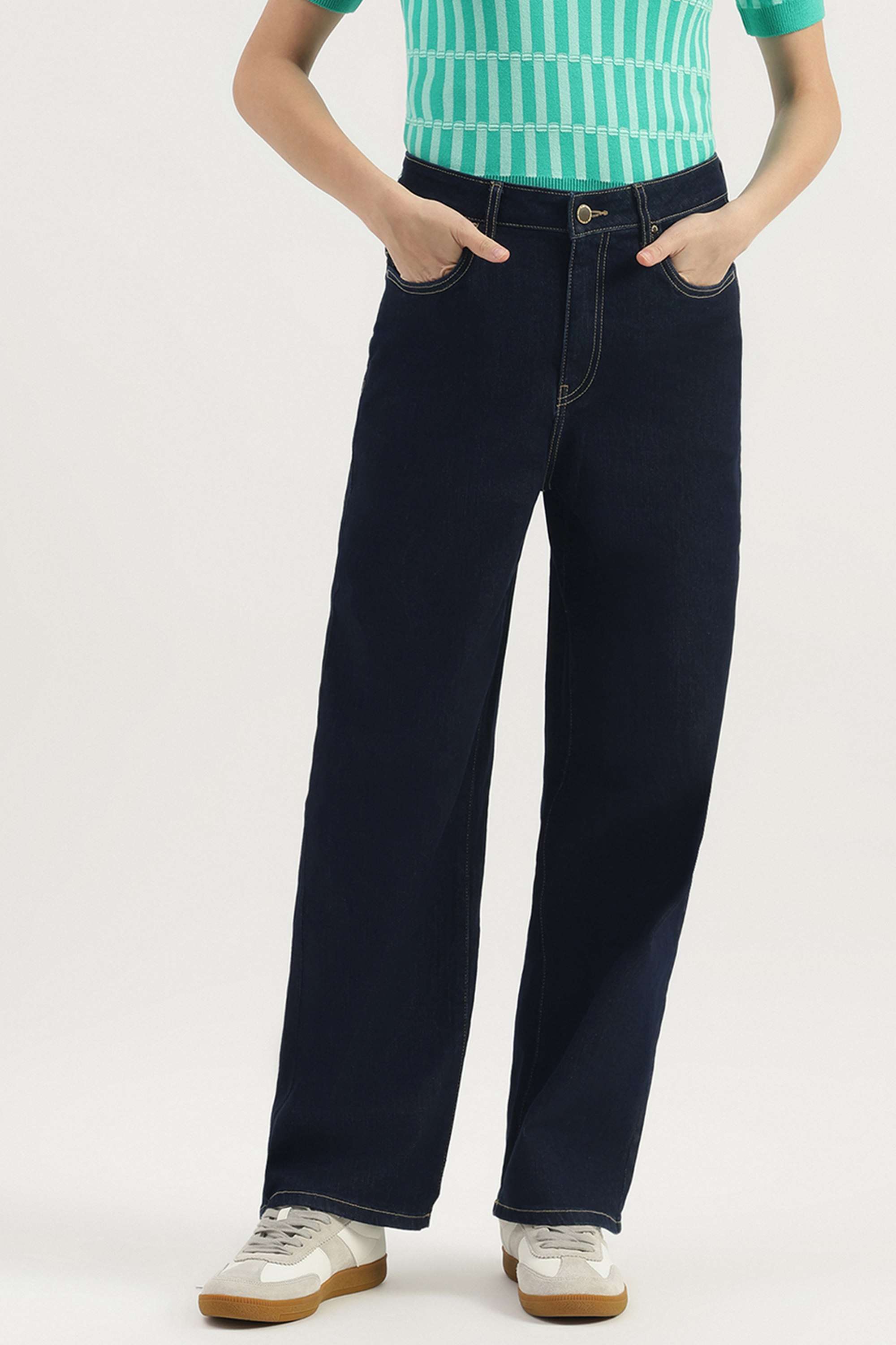 High-Rise-Blended-Fabric-Women-s-Jeans