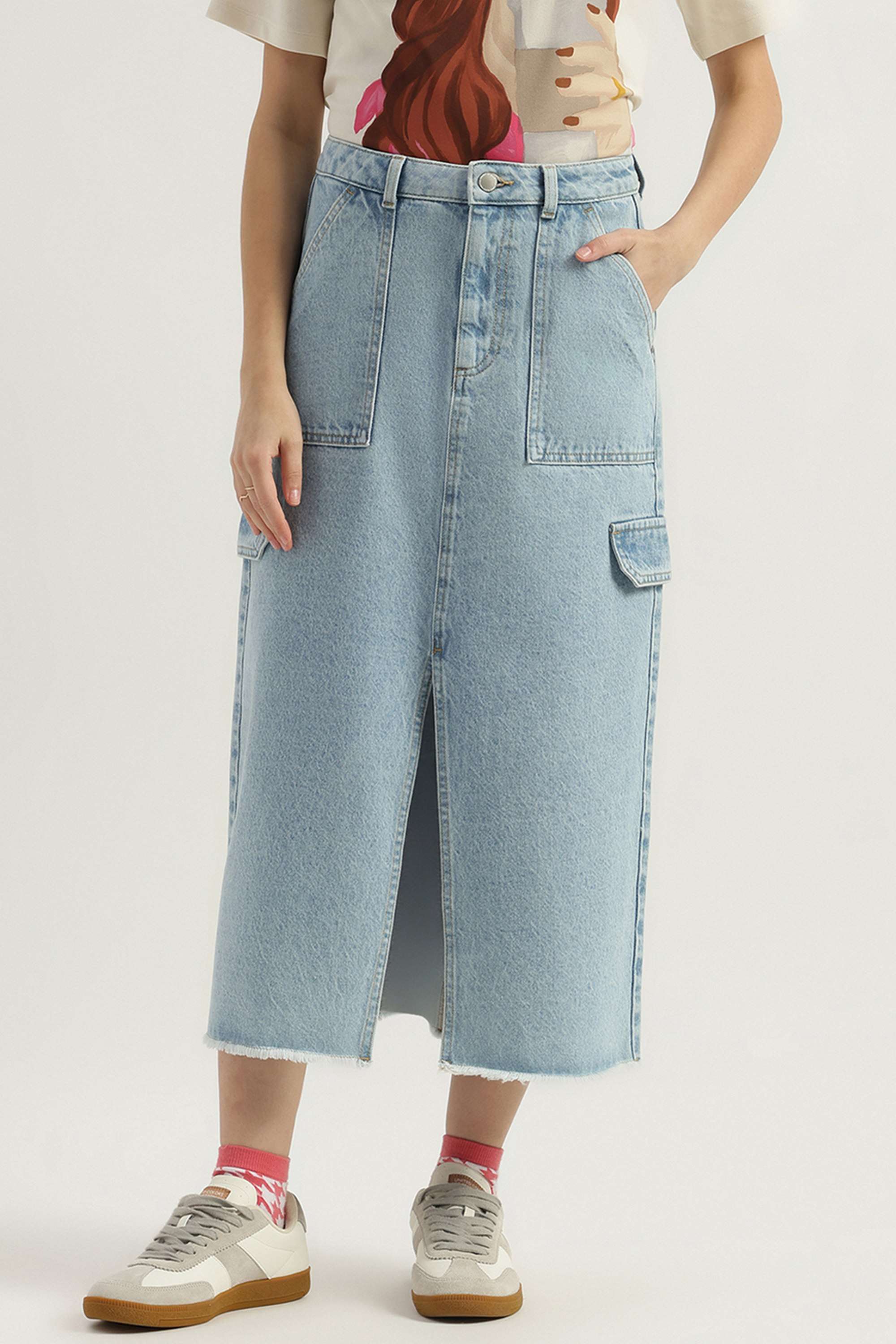 Printed-Regular-Fit-Blended-Fabric-Women-s-Casual-Wear-Skirts