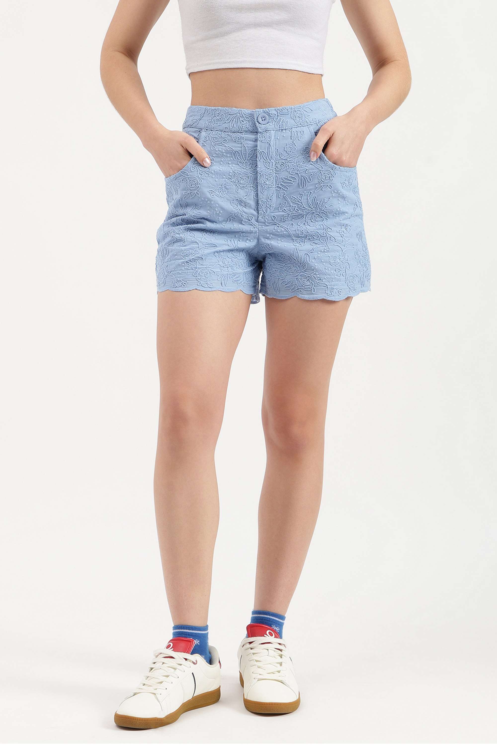 Printed-Regular-Fit-Blended-Fabric-Women-s-Casual-Wear-Shorts