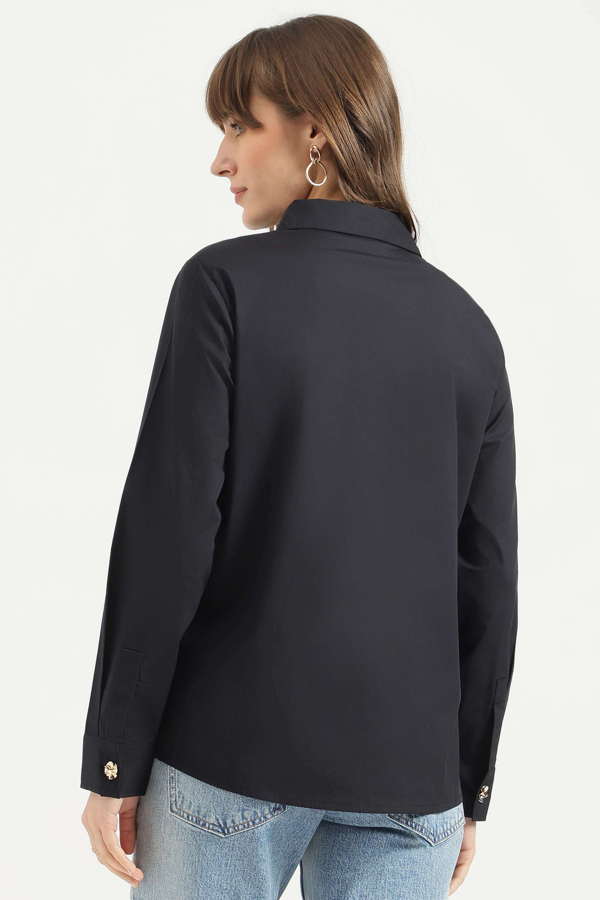 Solid-Blended-Fabric-Regular-Fit-Women-s-Shirt