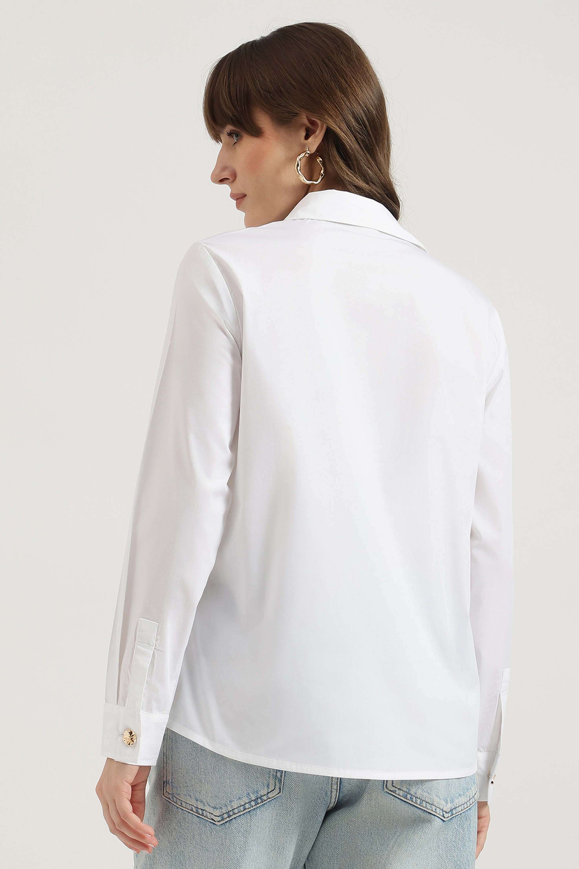 Solid-Blended-Fabric-Regular-Fit-Women-s-Shirt