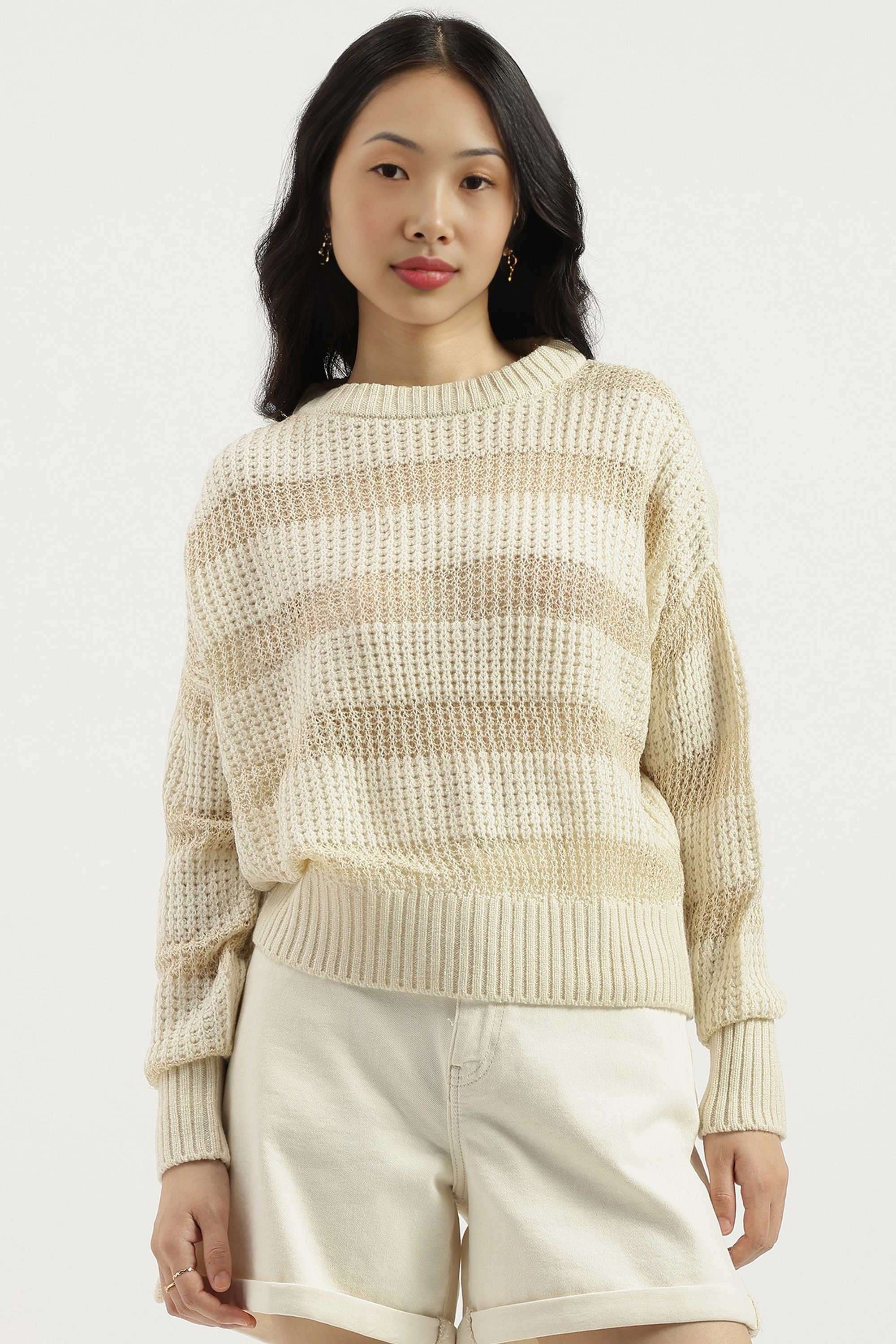 Solid-Blended-Fabric-Regular-Fit-Women-s-Sweater