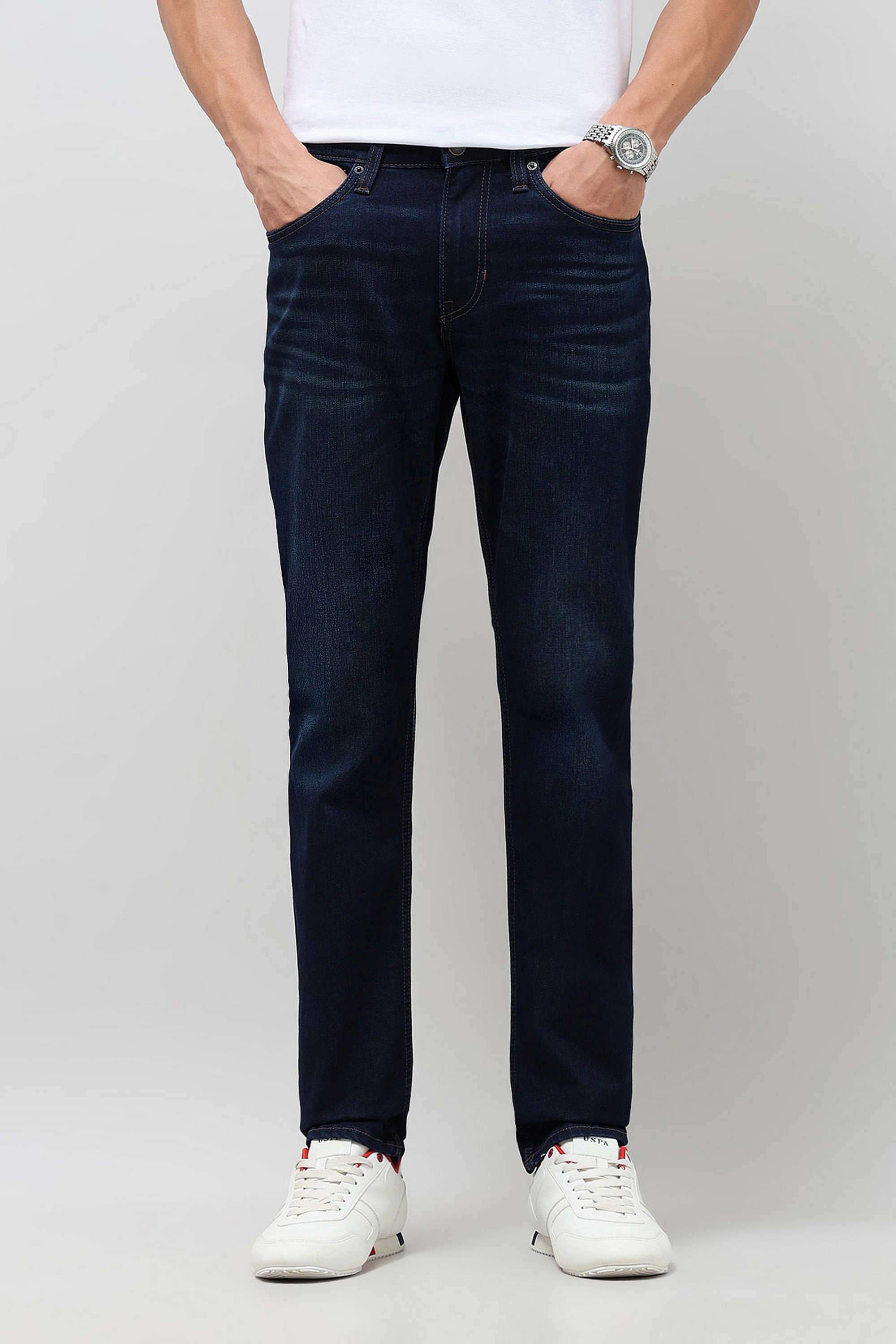 Dark-Wash-Cotton-Tapered-Fit-Men-s-Jeans