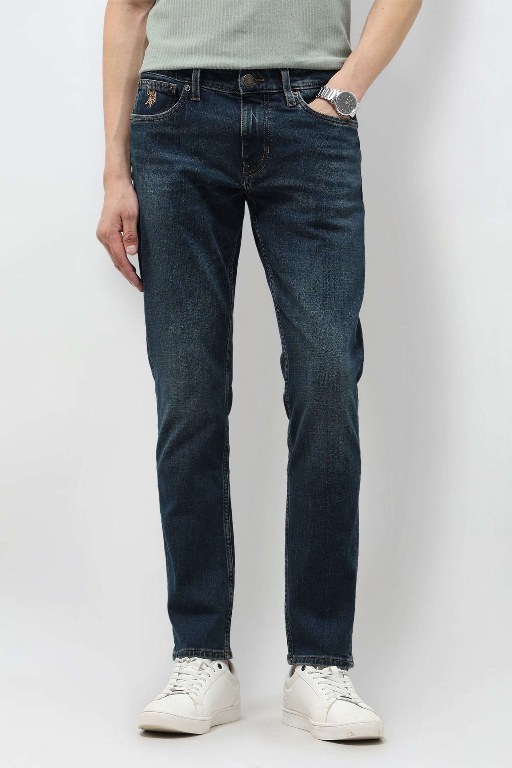 Dark-Wash-Cotton-Tapered-Fit-Men-s-Jeans