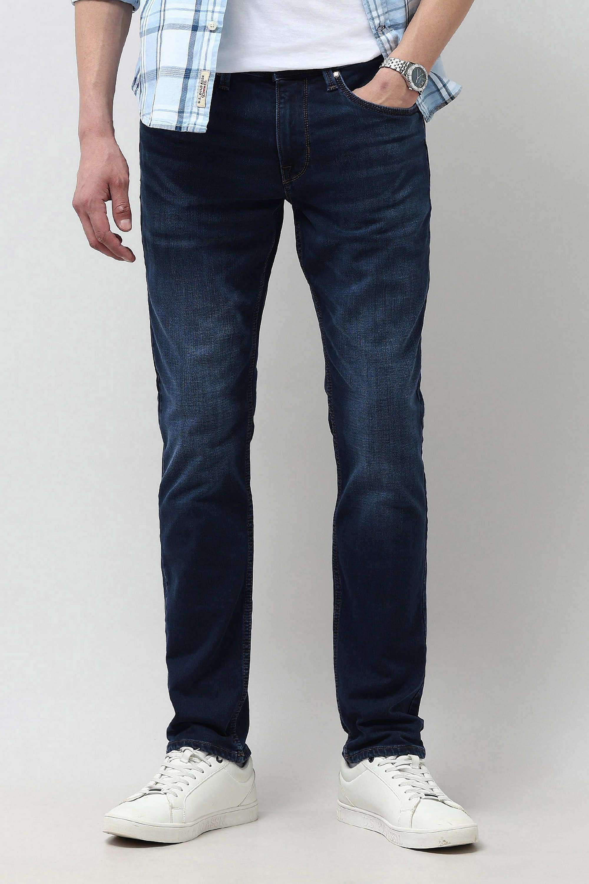 Dark-Wash-Cotton-Tapered-Fit-Men-s-Jeans
