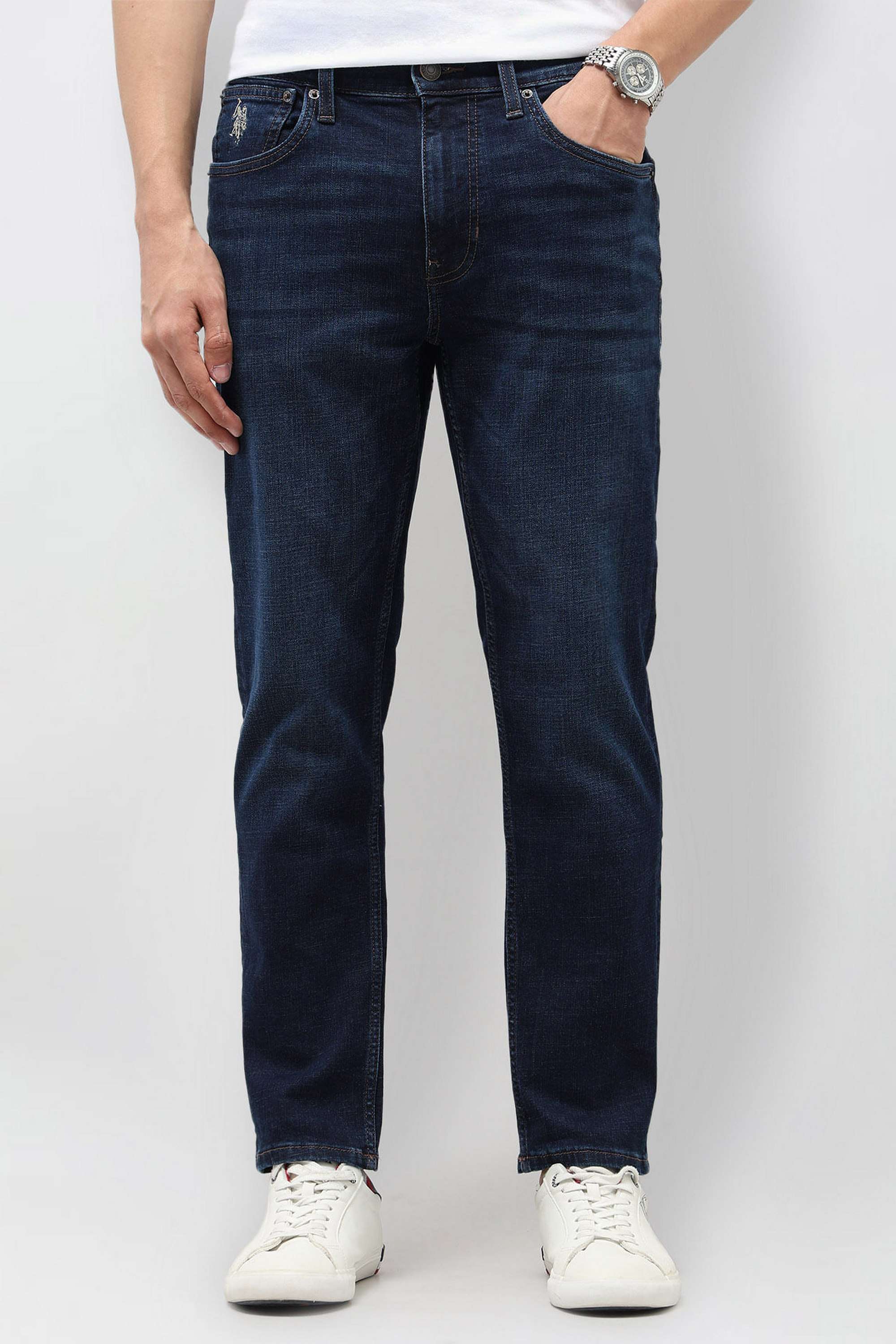 Dark-Wash-Cotton-Tapered-Fit-Men-s-Jeans