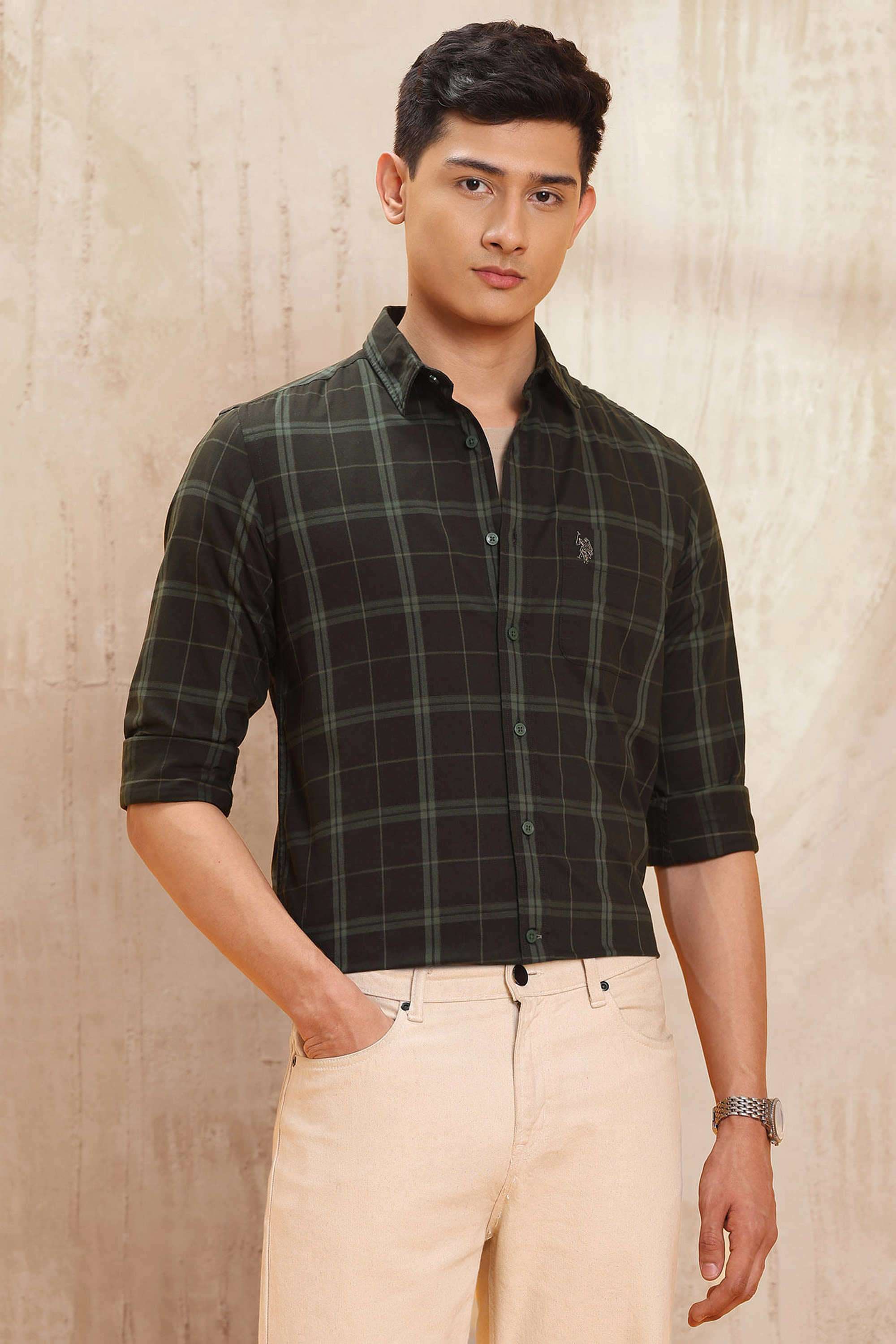 Checks-Cotton-Men-Casual-Wear-Regular-Fit-Shirt