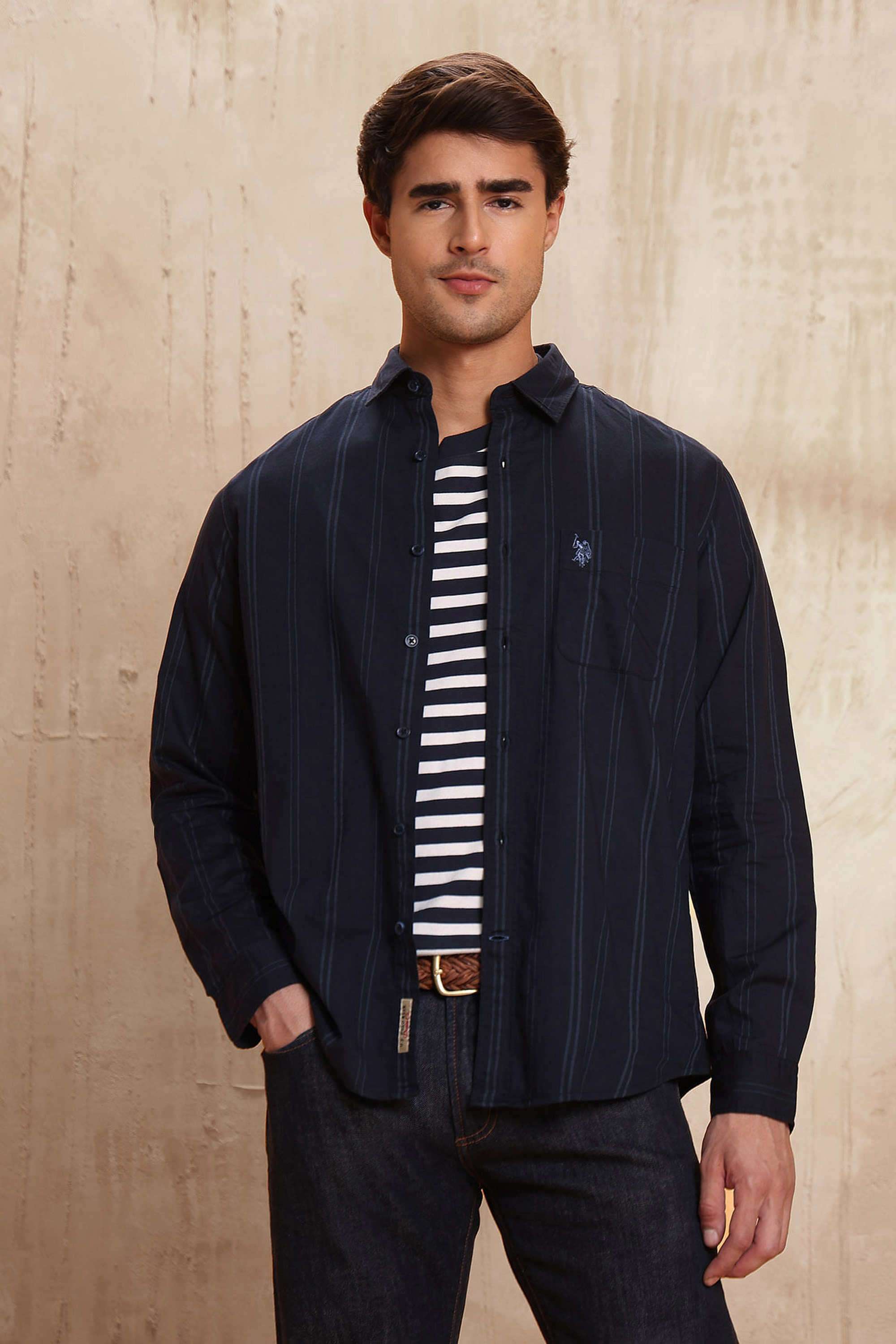 Stripes-Cotton-Men-Casual-Wear-Regular-Fit-Shirt
