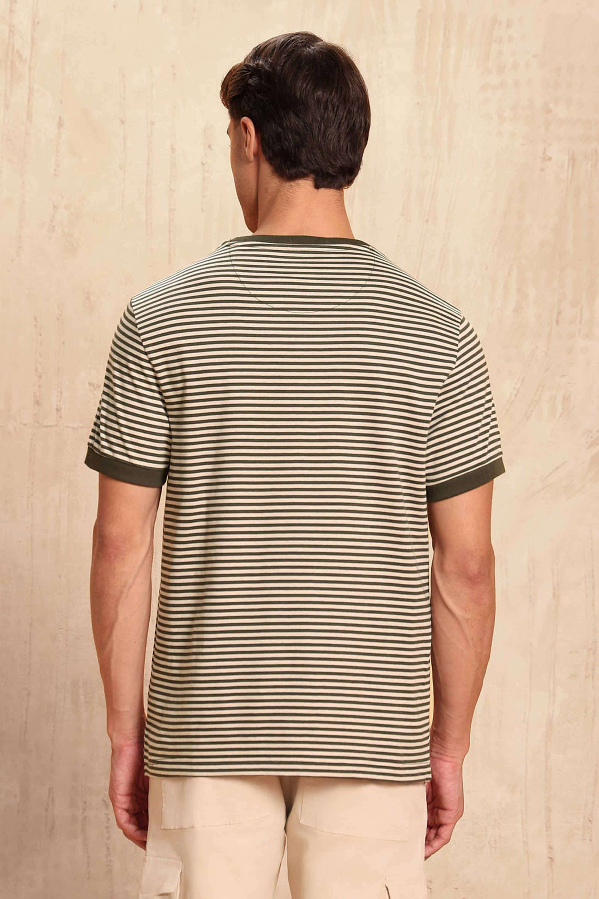Legend-Of-Horseshoe-Stripes-Cotton-Round-Neck-Men-s-T-Shirt