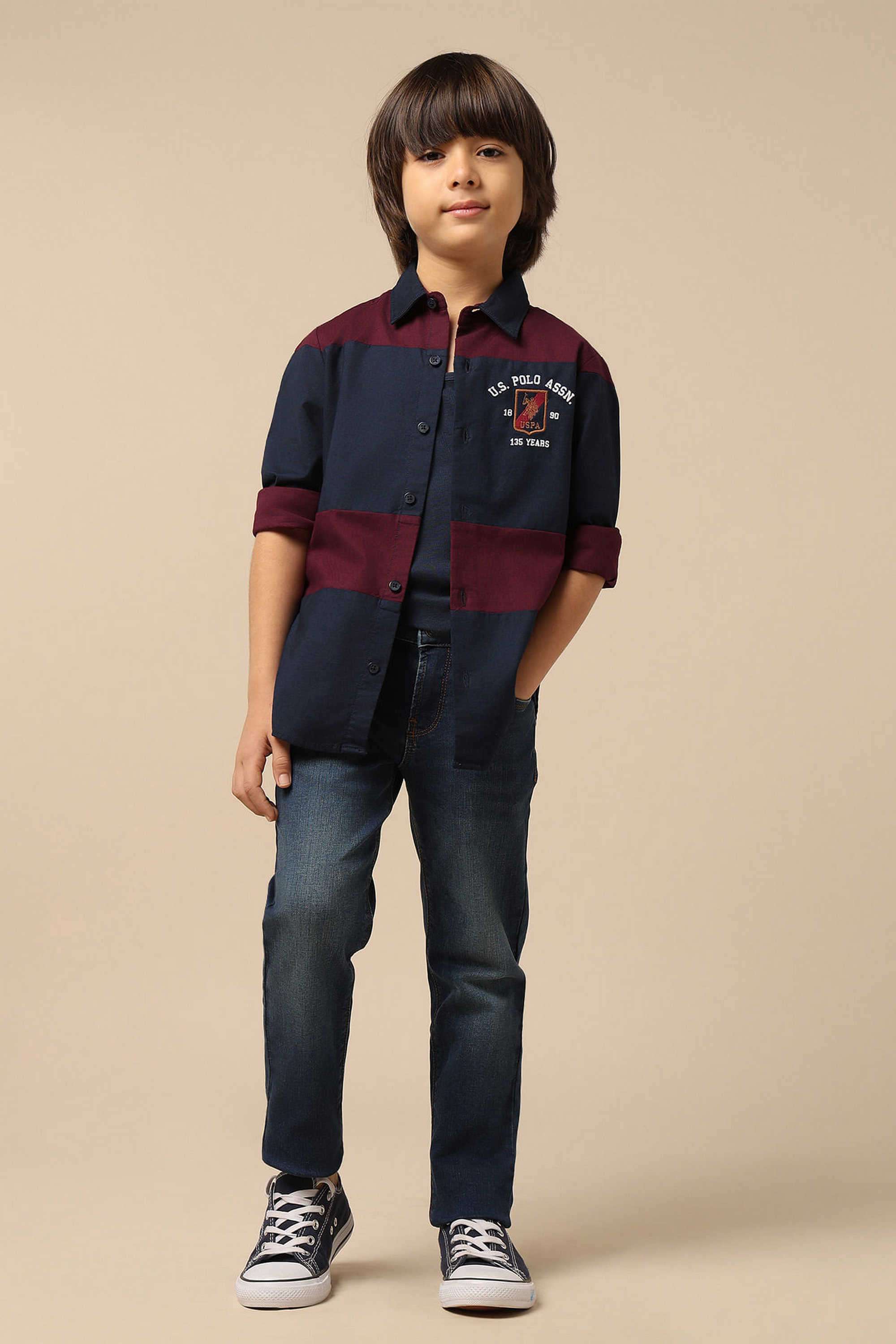 Color-Block-Cotton-Collared-Boy-s-Shirt