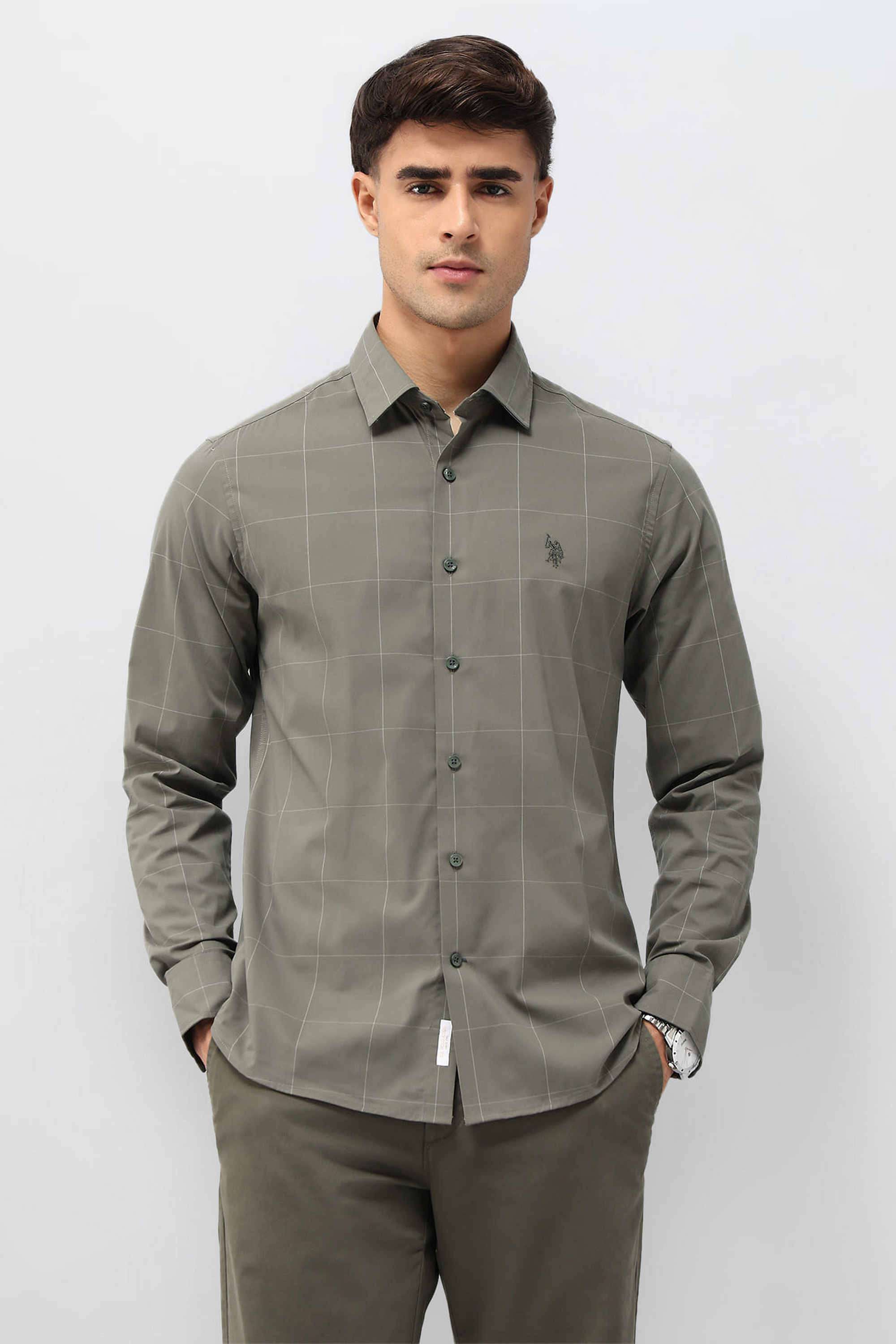Checks-Cotton-Tailored-Fit-Men-s-Casual-Wear-Shirt