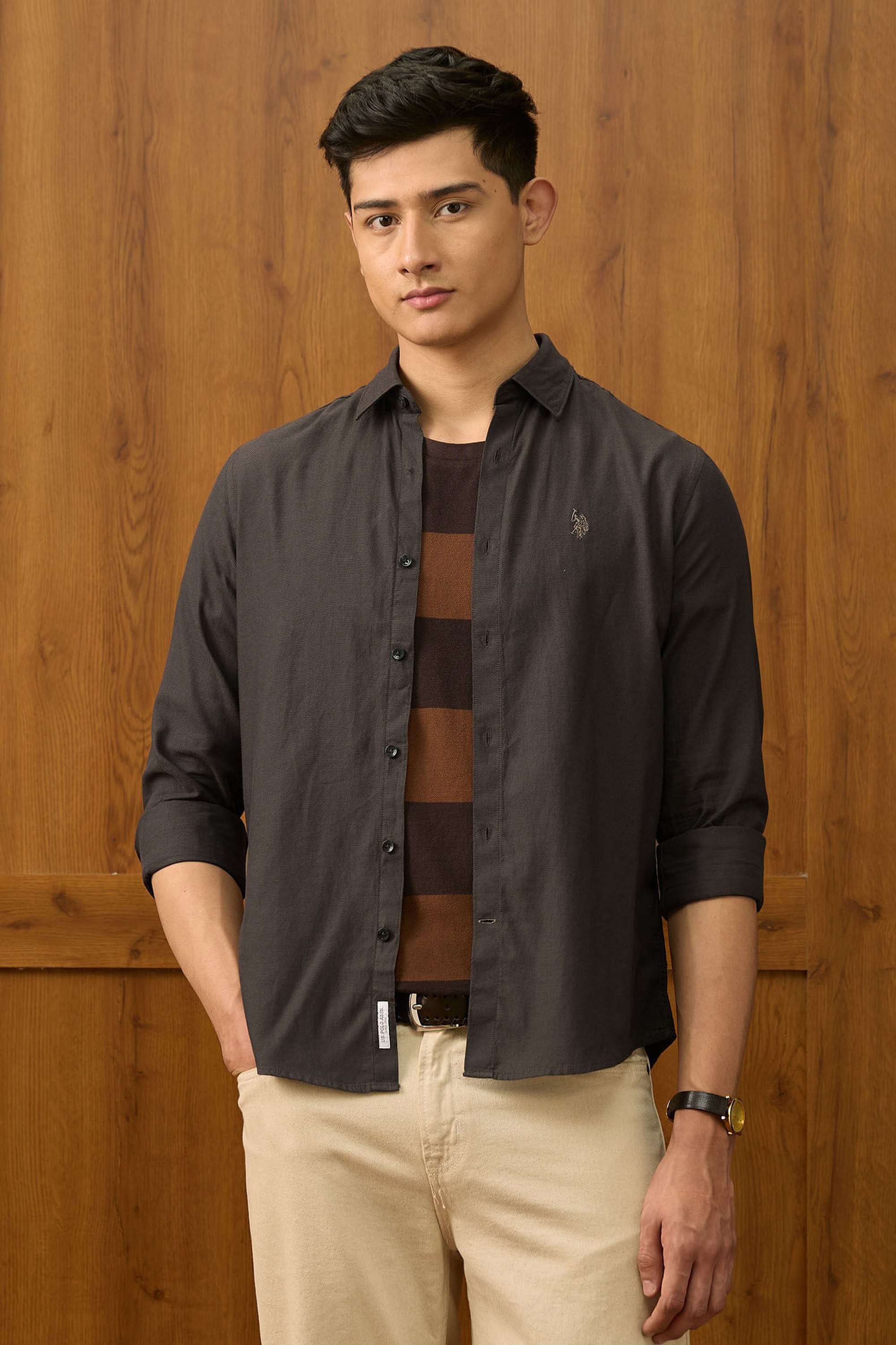 Solid-Cotton-Super-Slim-Fit-Men-s-Casual-Wear-Shirt