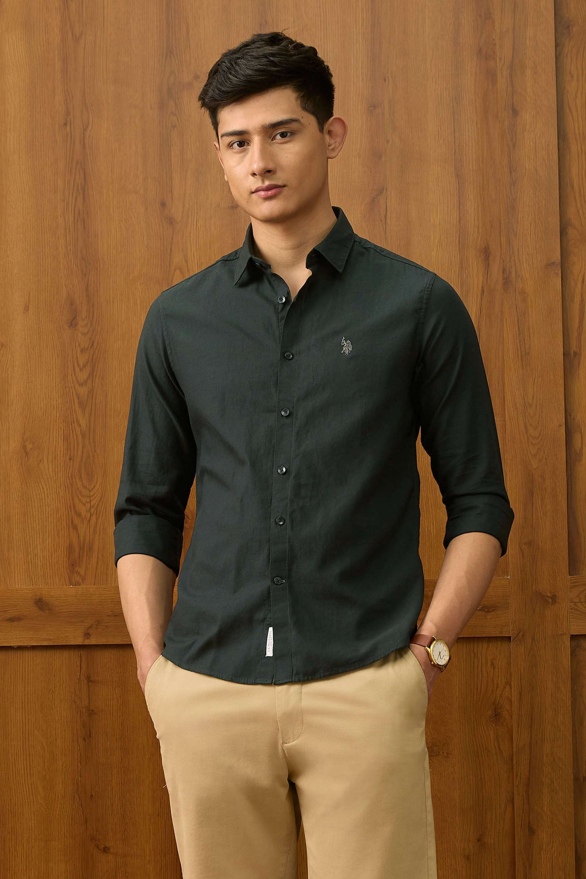 Solid-Cotton-Super-Slim-Fit-Men-s-Casual-Wear-Shirt