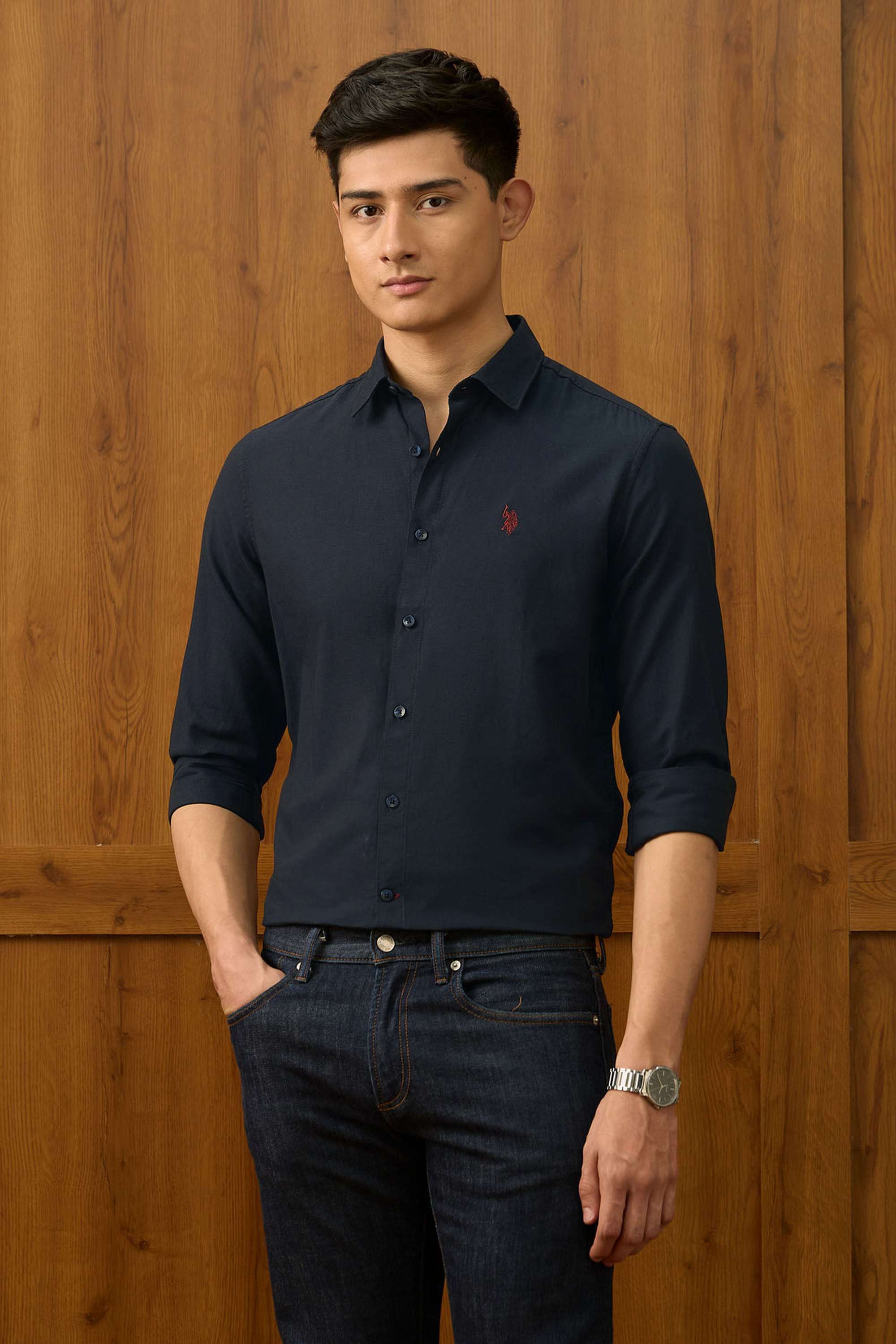 Solid-Cotton-Super-Slim-Fit-Men-s-Casual-Wear-Shirt