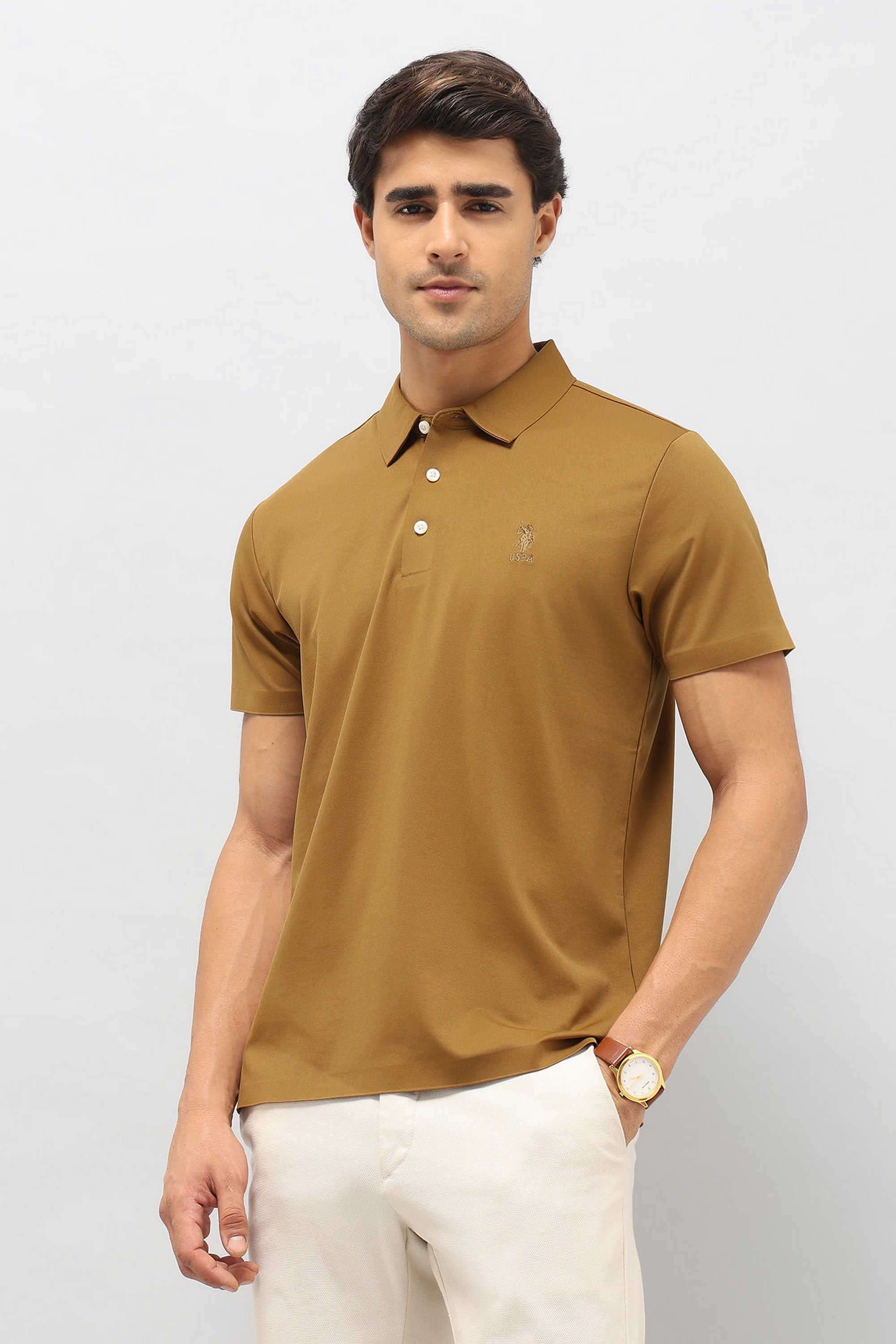 Solid-Blended-Fabric-Round-Neck-Men-s-T-Shirt