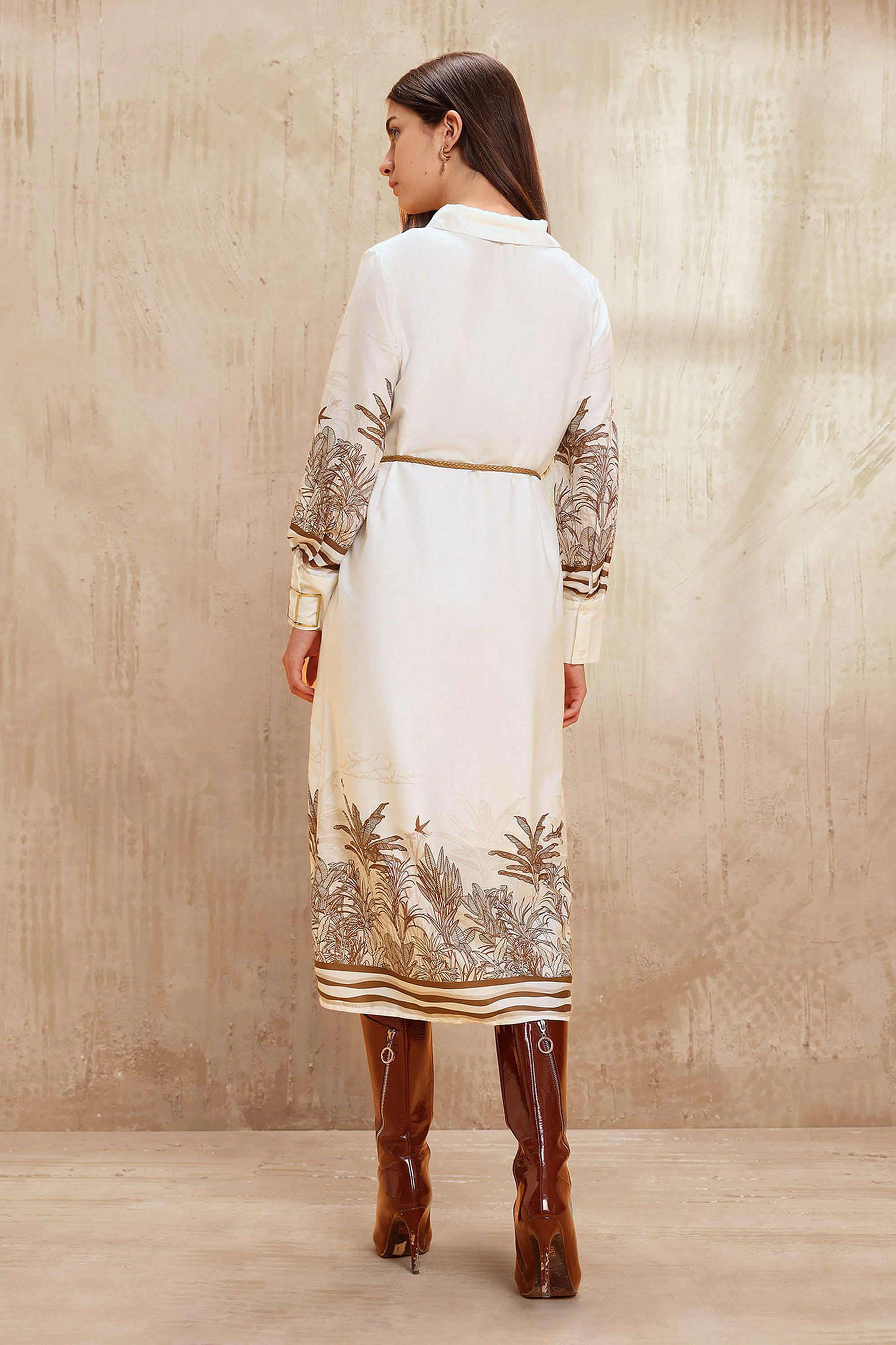 Printed-Polyester-Collared-Women-s-Dress