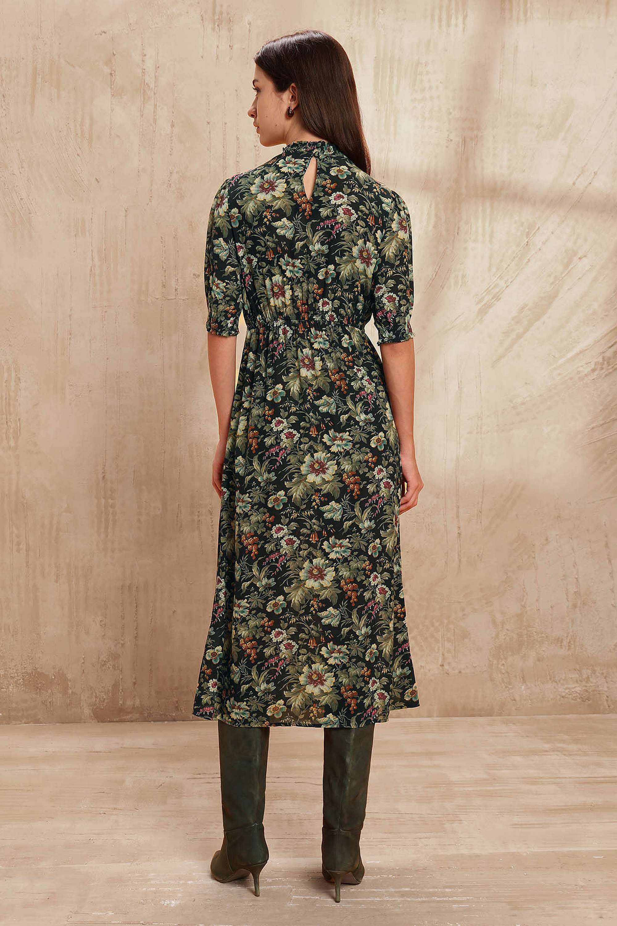 Printed-Viscose-High-Neck-Women-s-Dress