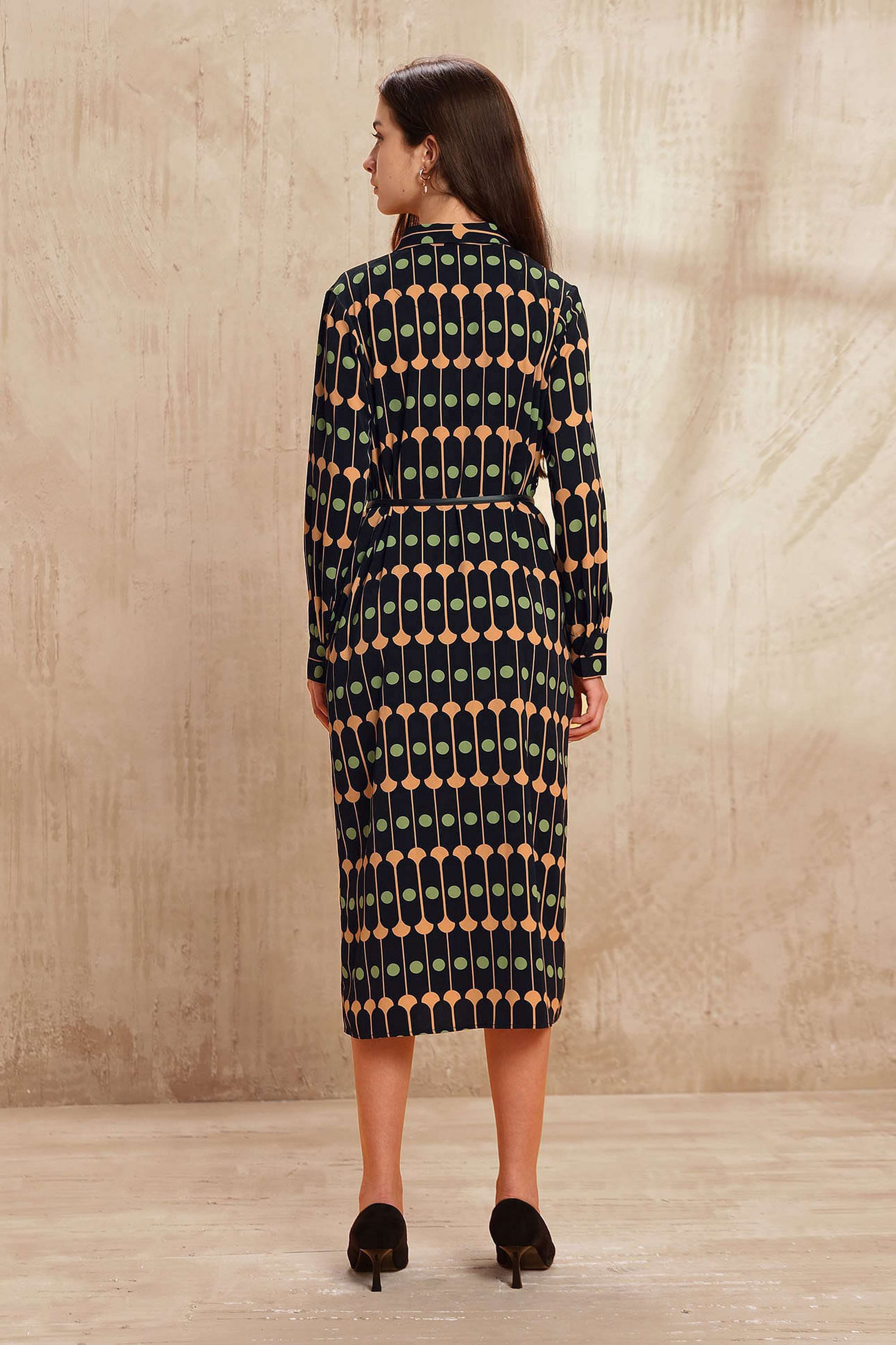 Printed-Polyester-Collared-Women-s-Dress