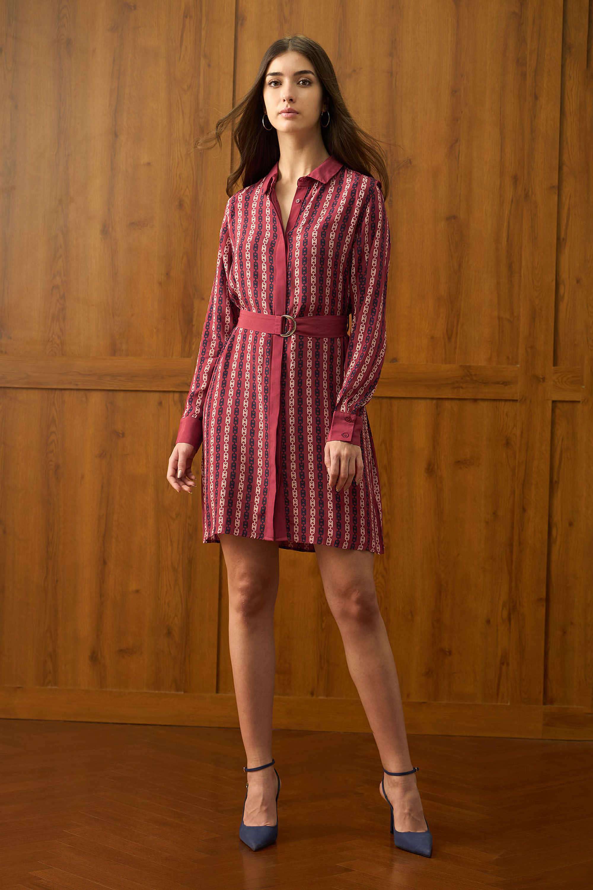 Printed-Viscose-Collared-Women-s-Dress