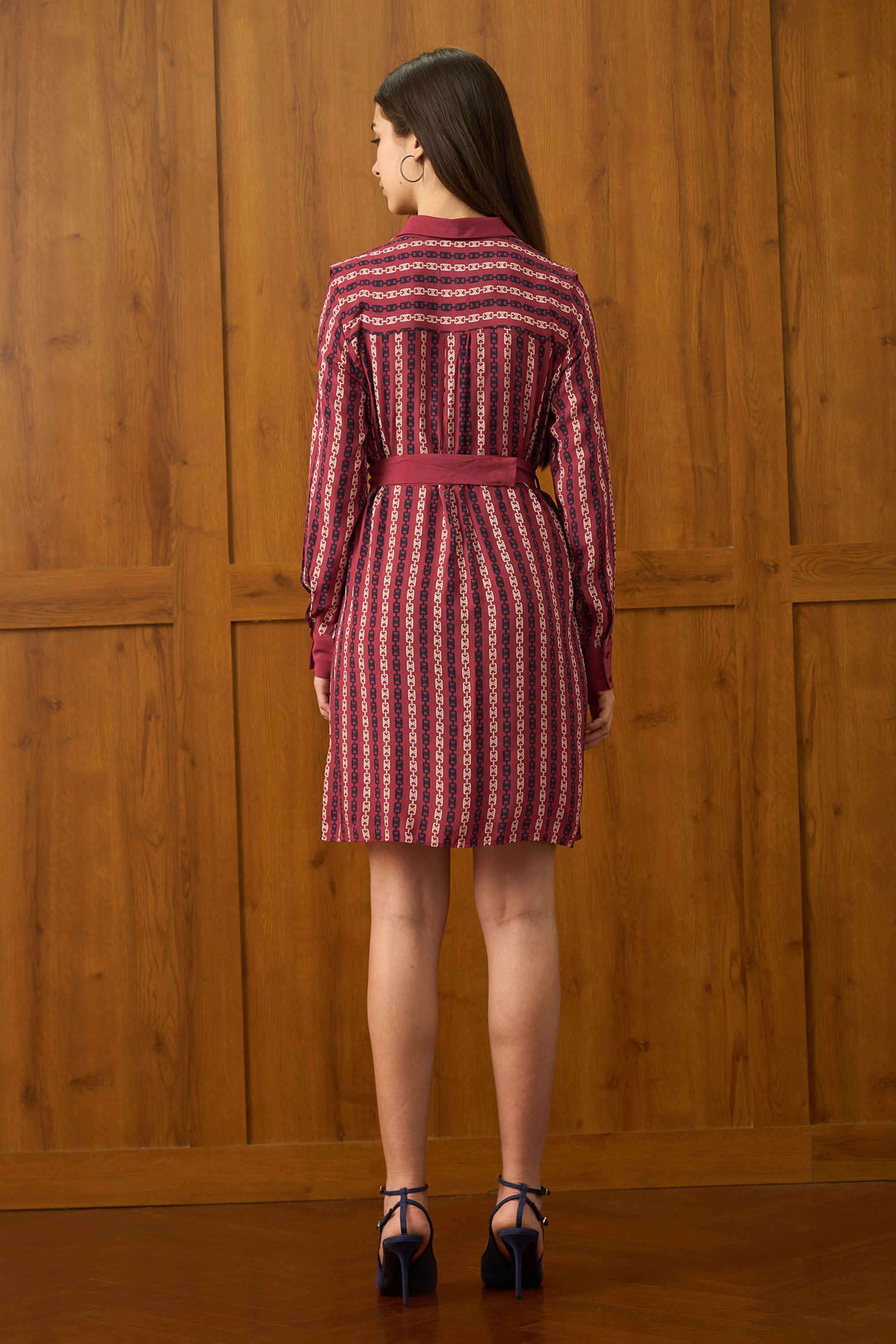 Printed-Viscose-Collared-Women-s-Dress