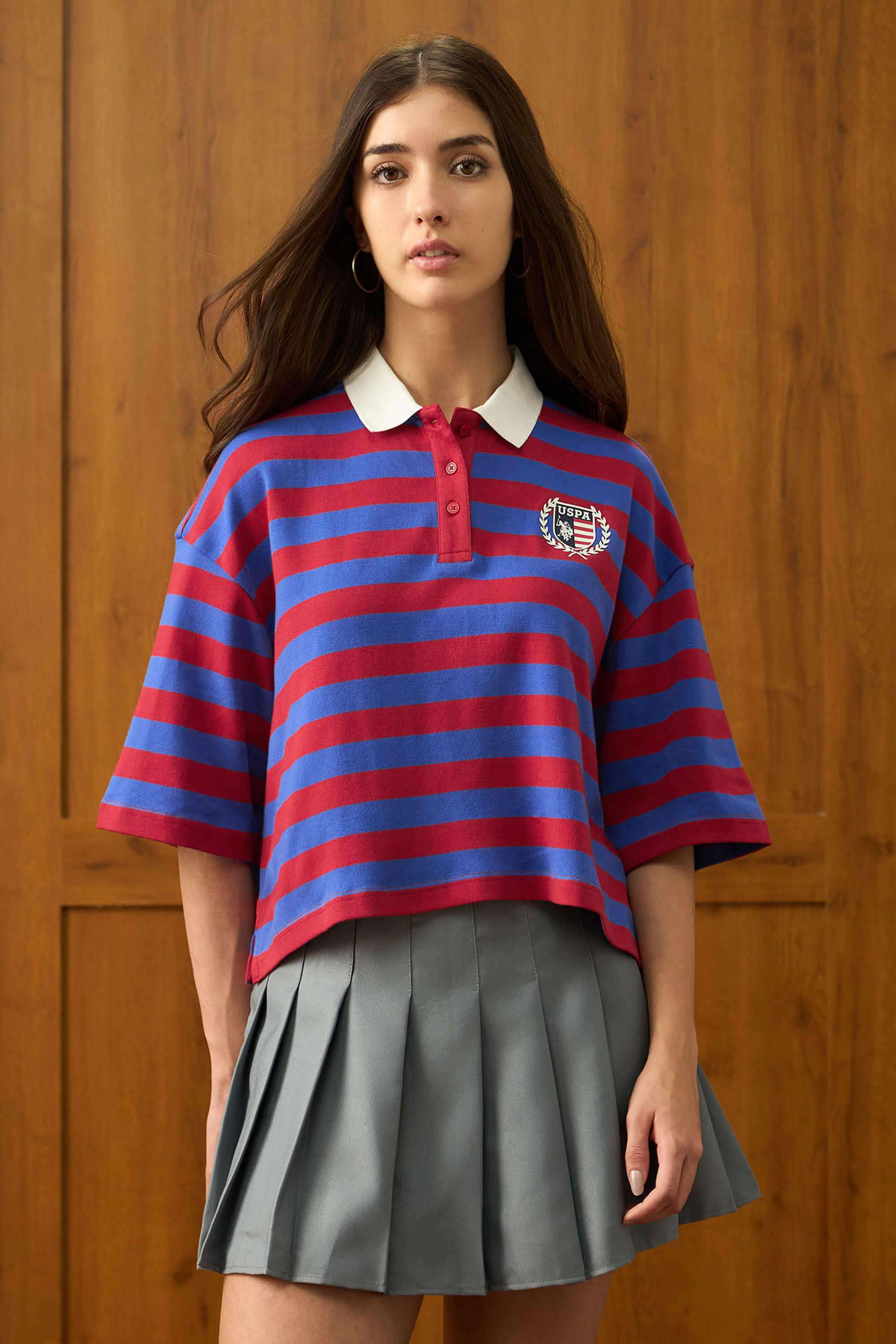 Stripes-Polyester-Women-s-T-Shirt