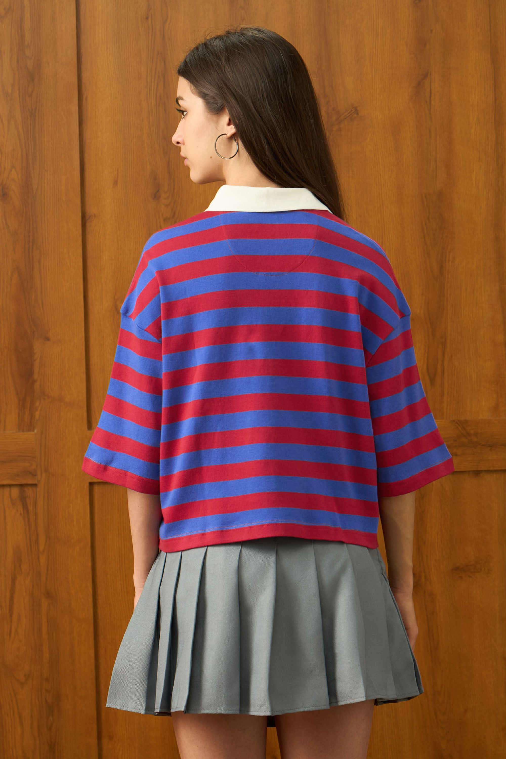 Stripes-Polyester-Women-s-T-Shirt