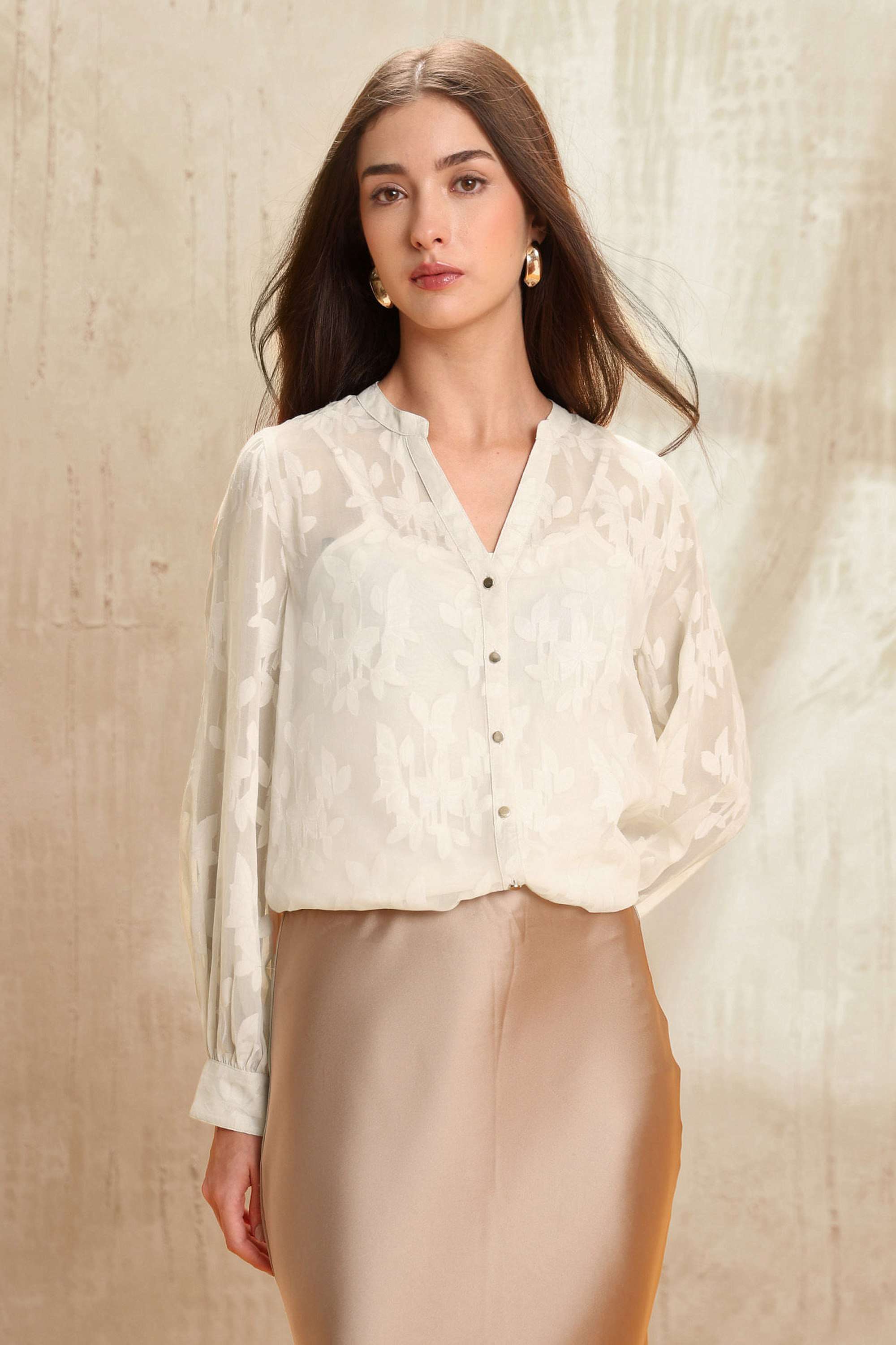 Solid-Polyester-Women-s-Casual-Wear-Shirt