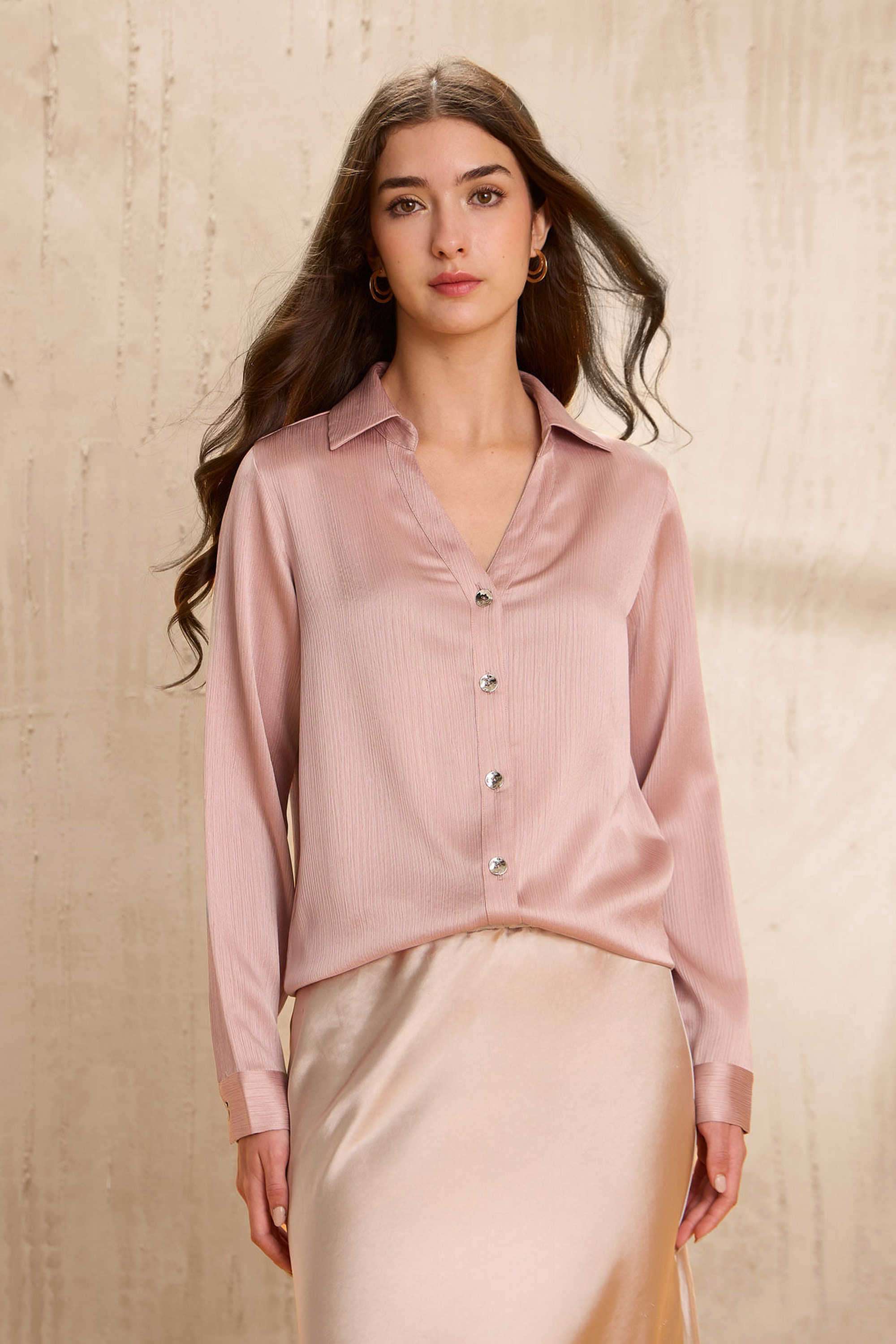 Solid-Polyester-Women-s-Shirt