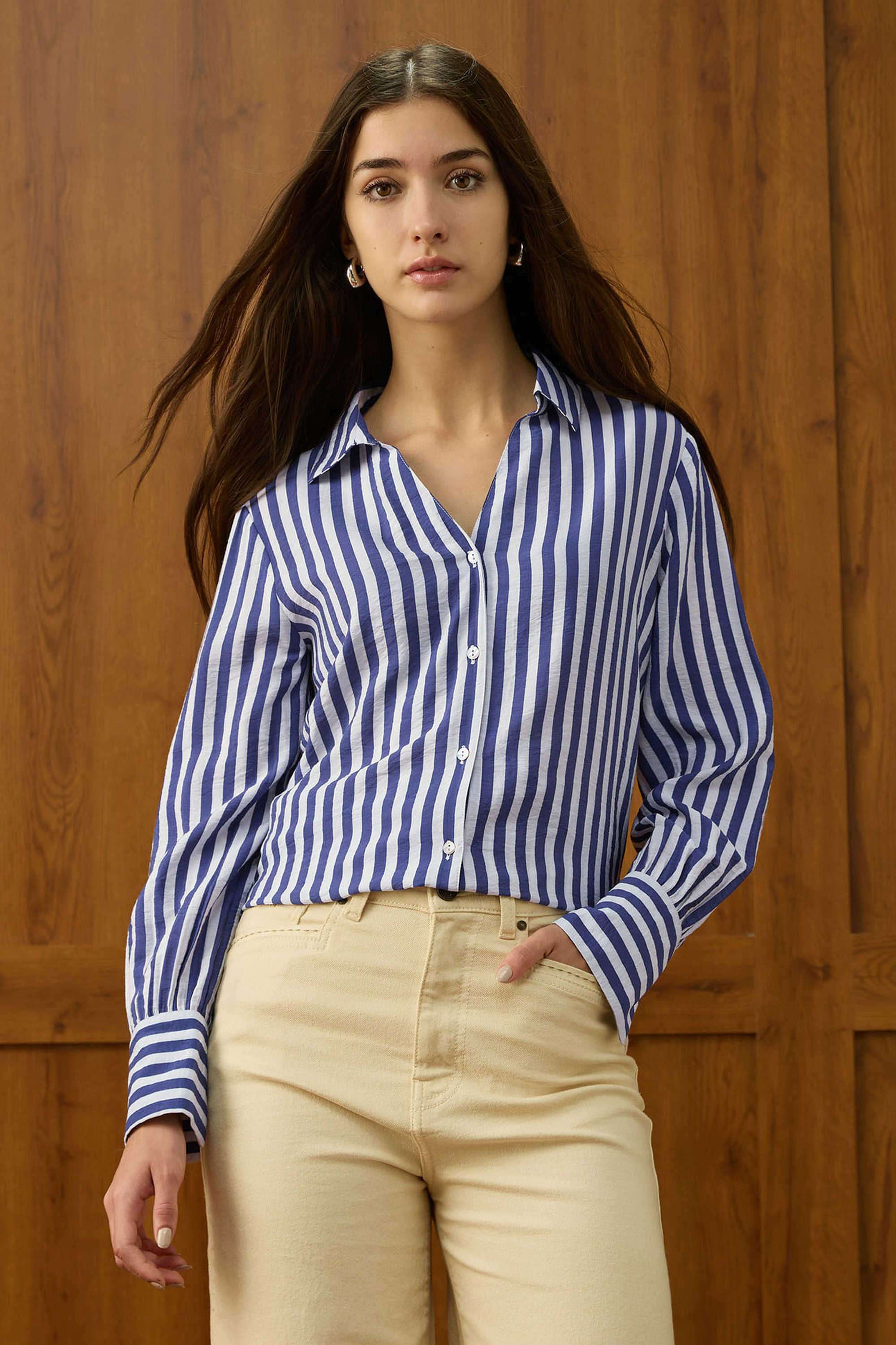Stripes-Viscose-Women-s-Shirt
